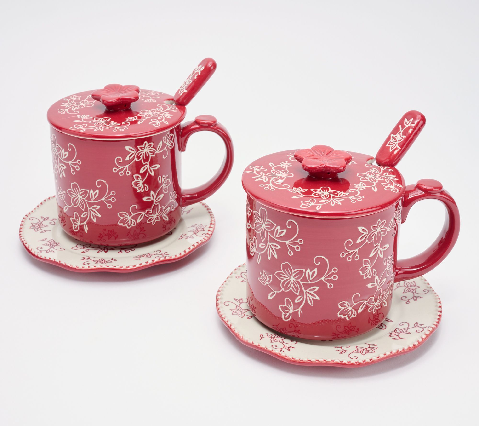Dusky Pink Floral Ceramic Teapot and Mug Set
