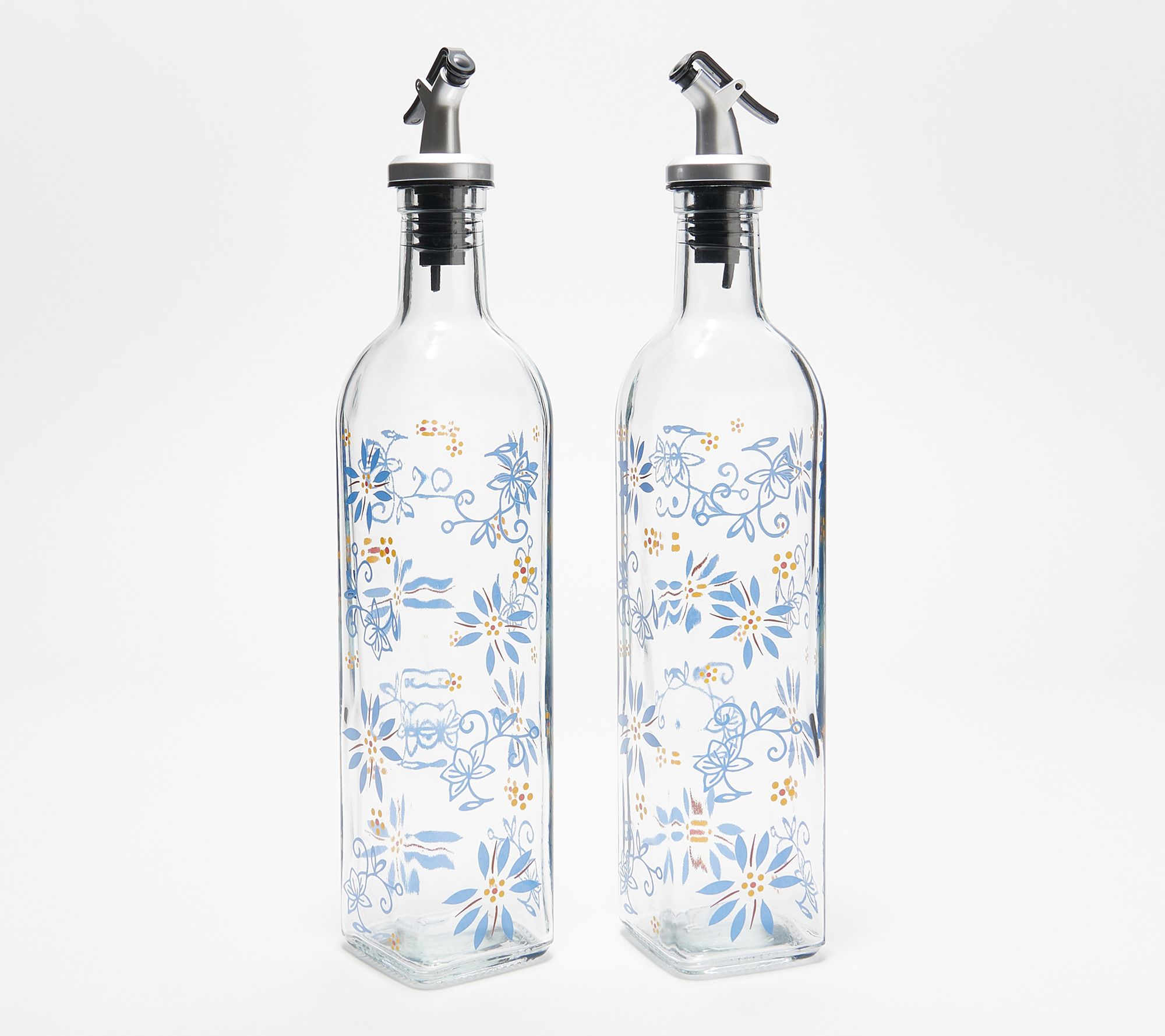 "As Is" Temptations Set of 2 Glass Oil Bottles with Sprouts