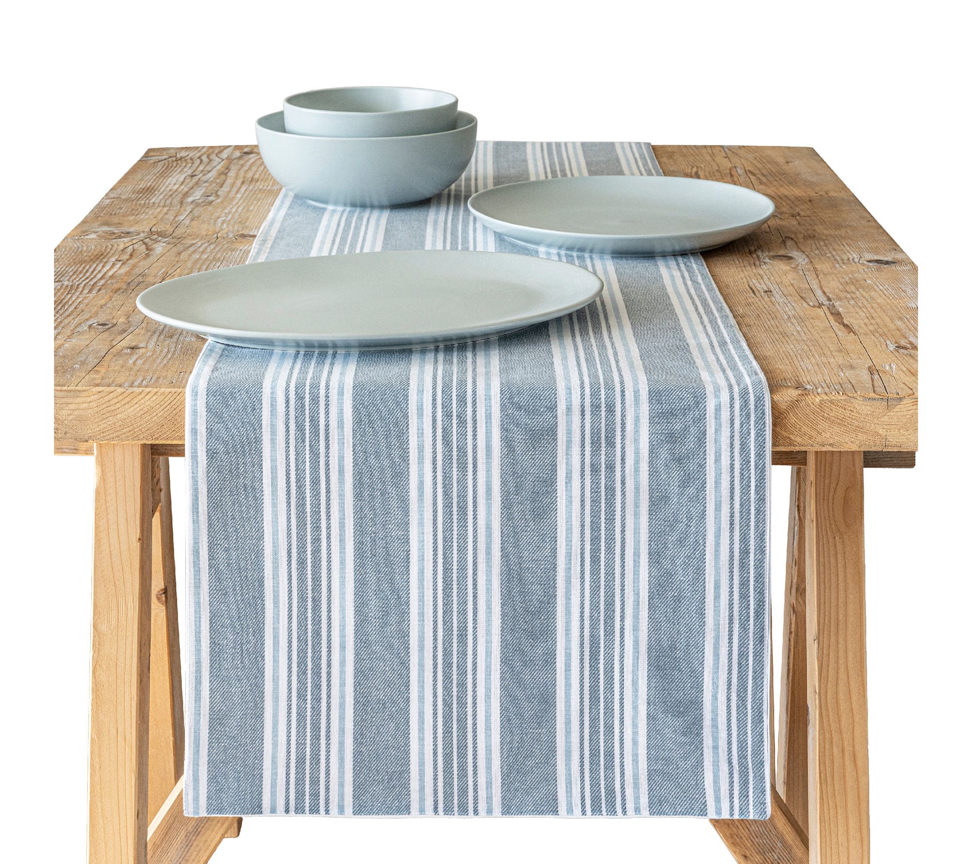 over&back Woven Striped Table Runner - Machine Washable