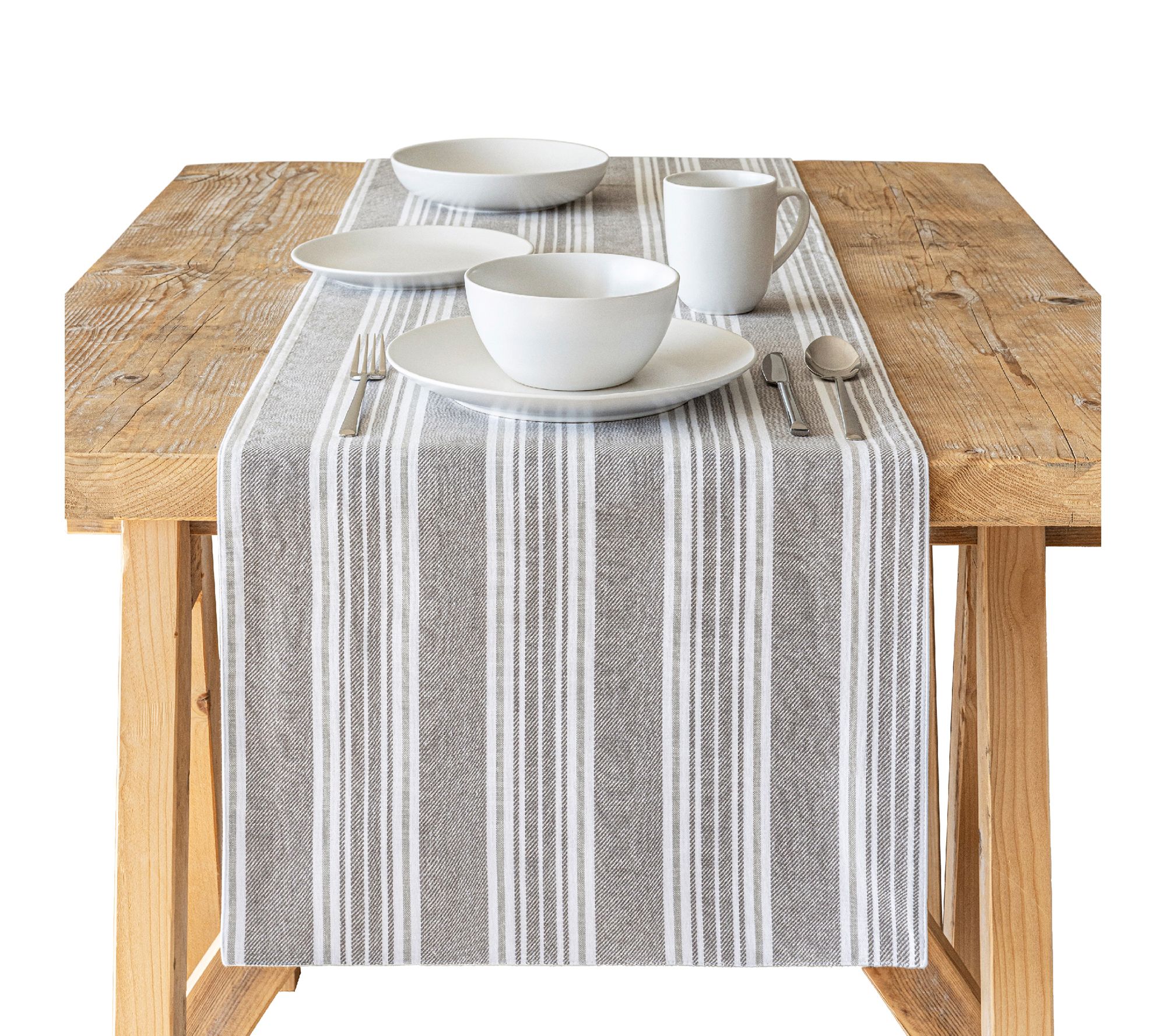 over&back Woven Striped Table Runner - Machineashable