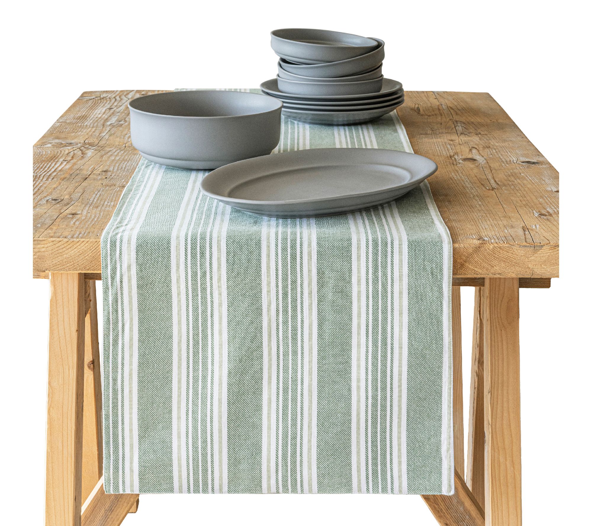 over&back Woven Striped Table Runner - Machineashable