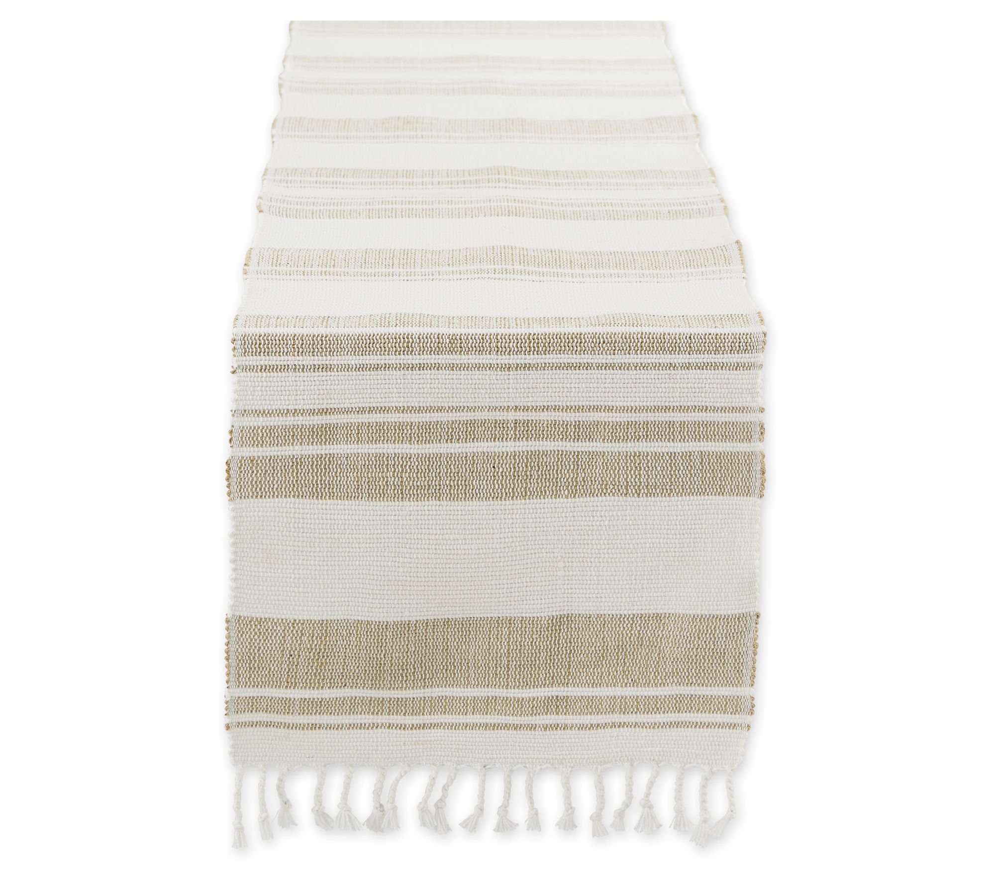 Design Imports Coastal Sands Stripe Cotton JuteTable Runner