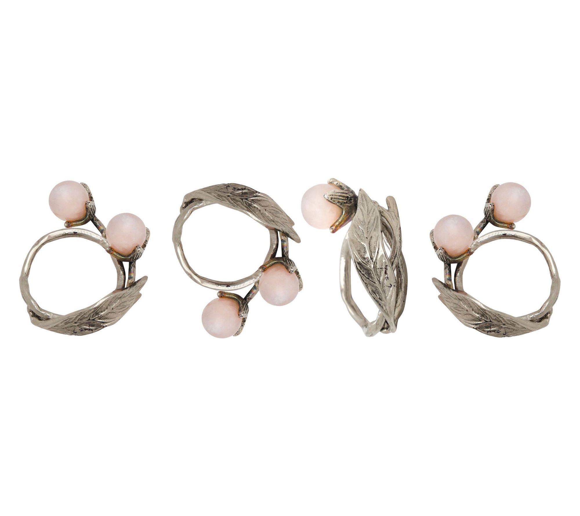 Godinger Hyaline Pink Napkin Ring Set