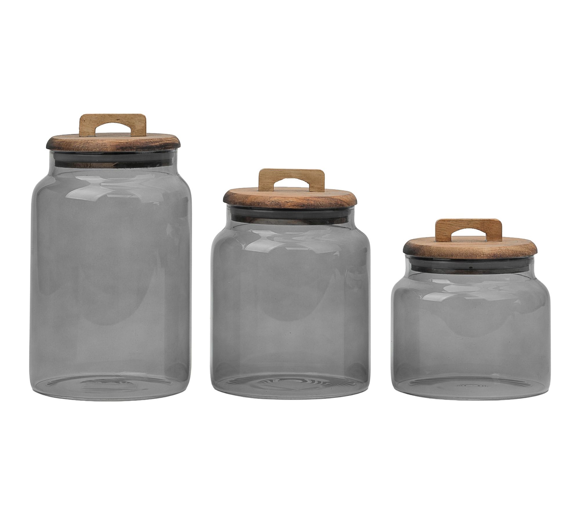 10 Strawberry Street Acacia Set of 3 GraduatedGlass Canisters