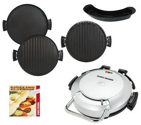 George Foreman 360 Grill w/ 2 Removable Grill Plates, Bake Pan & Cookbook 