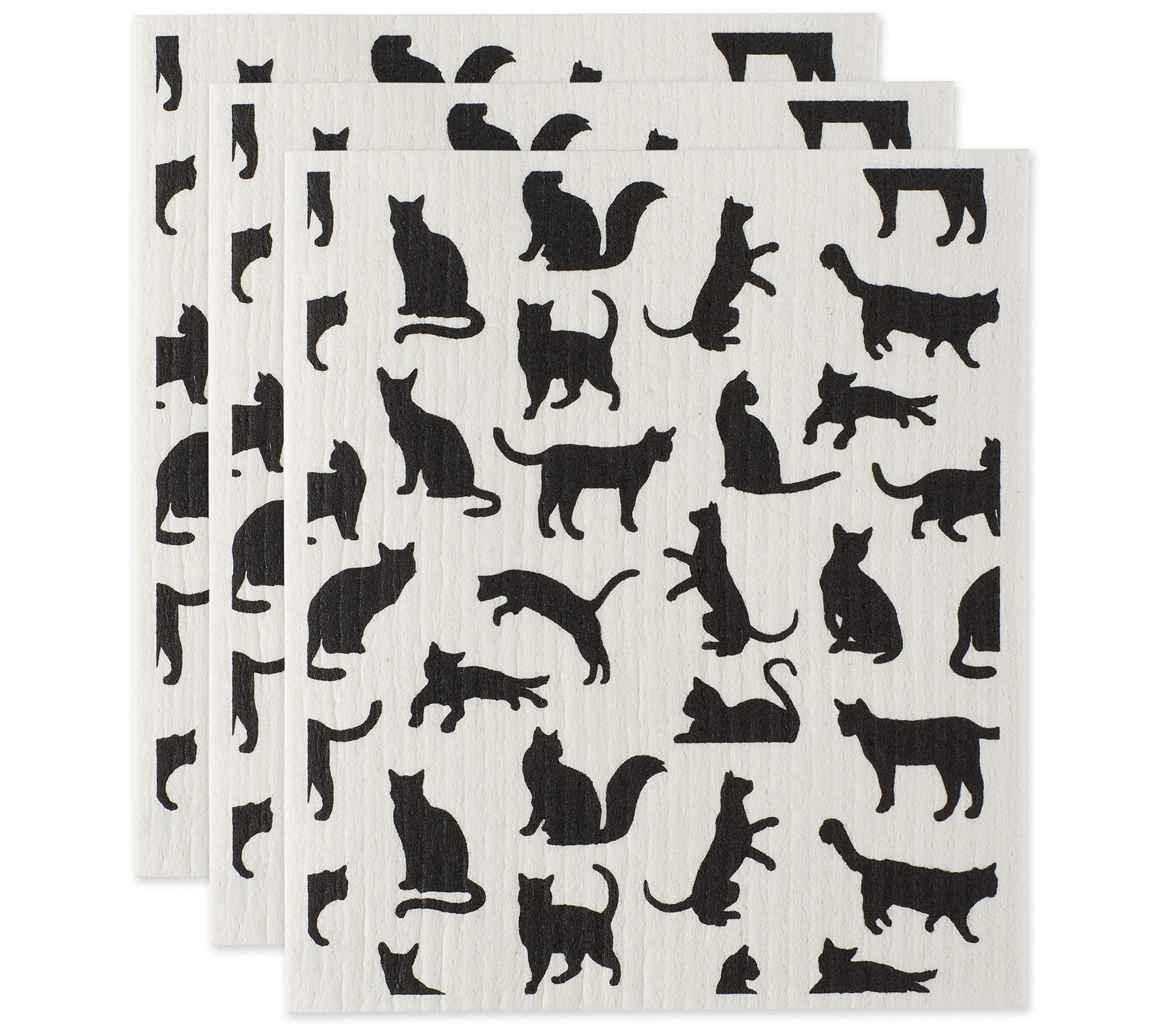 Design Imports Set of 3 Cats Swedish Dishcloths