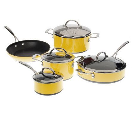 Farberware Style Nonstick 10 Pc Cookware Pots and Pans Set, Yellow