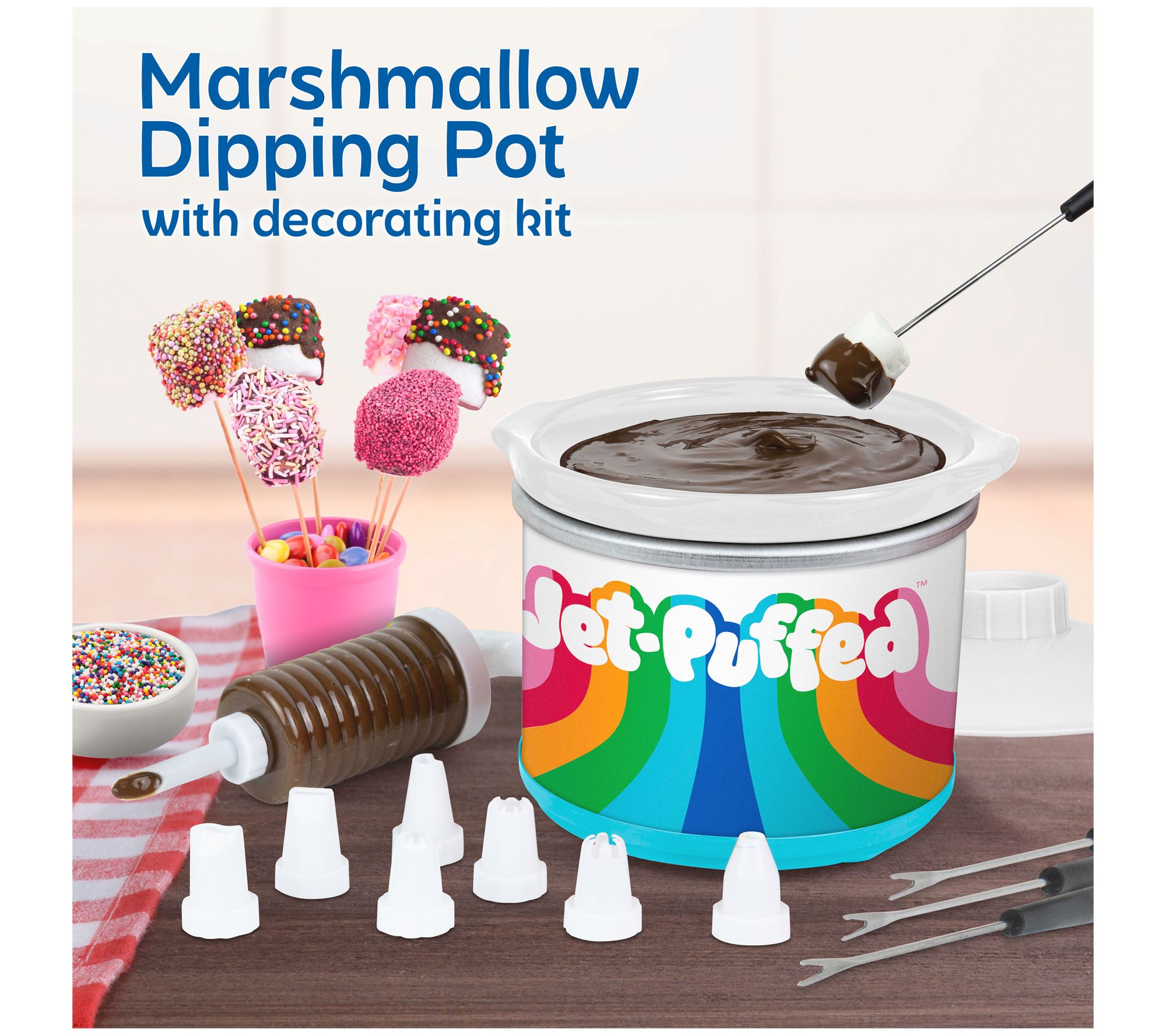 Kraft Jet-Puffed Chocolate Dipping Pot with Decorating Set - QVC.com