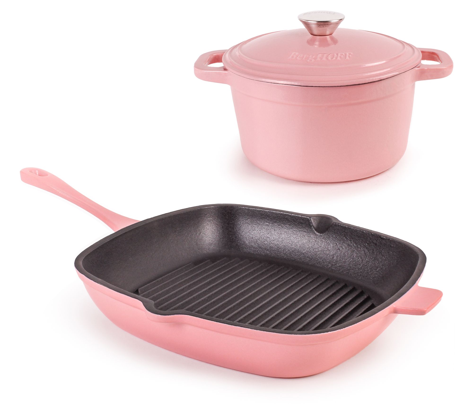 BergHOFF Neo 3Pc Cast Iron Grill Pan & Round Dutch Oven Set