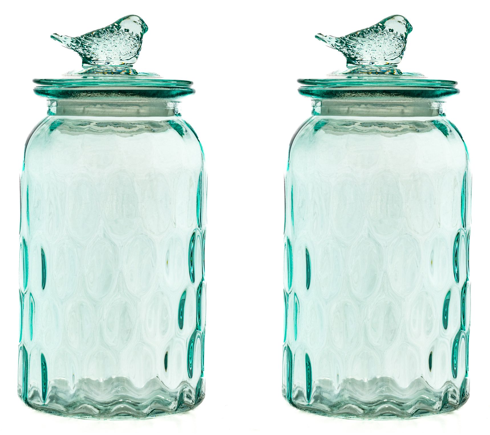 10 Strawberry Street Textured Glass Bird Canistr, Set of 2