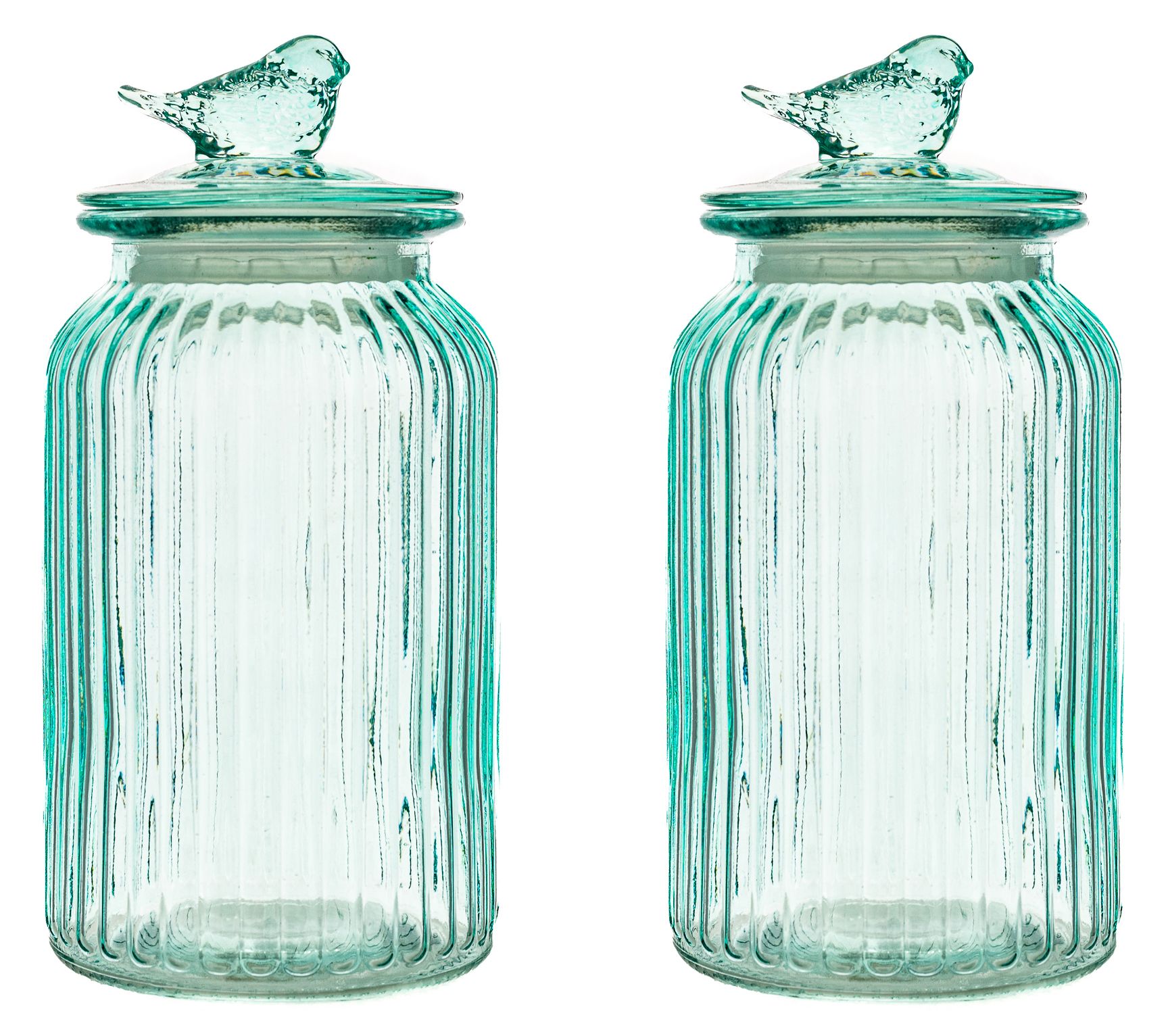 10 Strawberry Street Textured Glass Bird Canistr, Set of 2