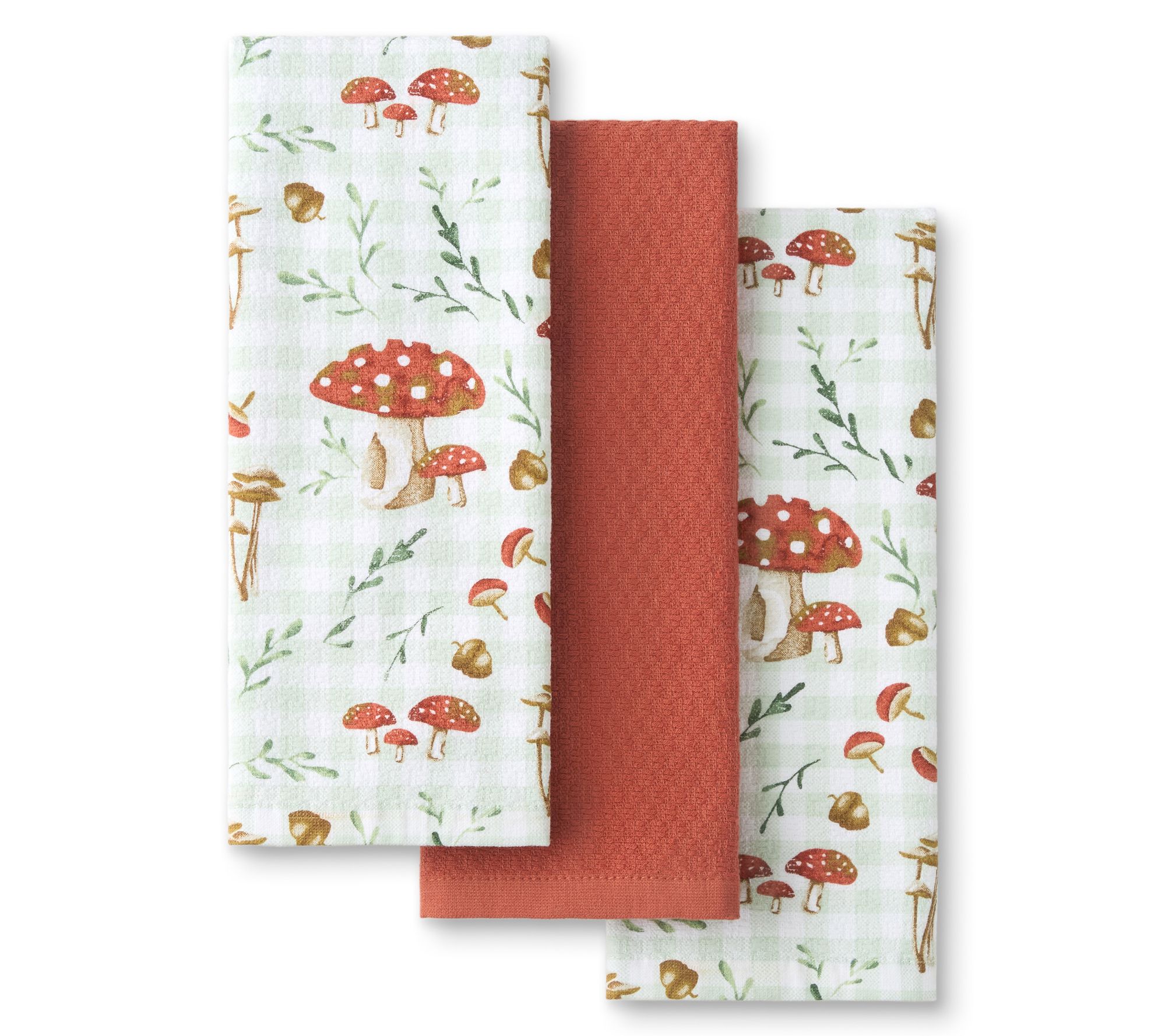 Martha Stewart Harvest Mushroom Plaid Kitchen Towel 3-Pack Set