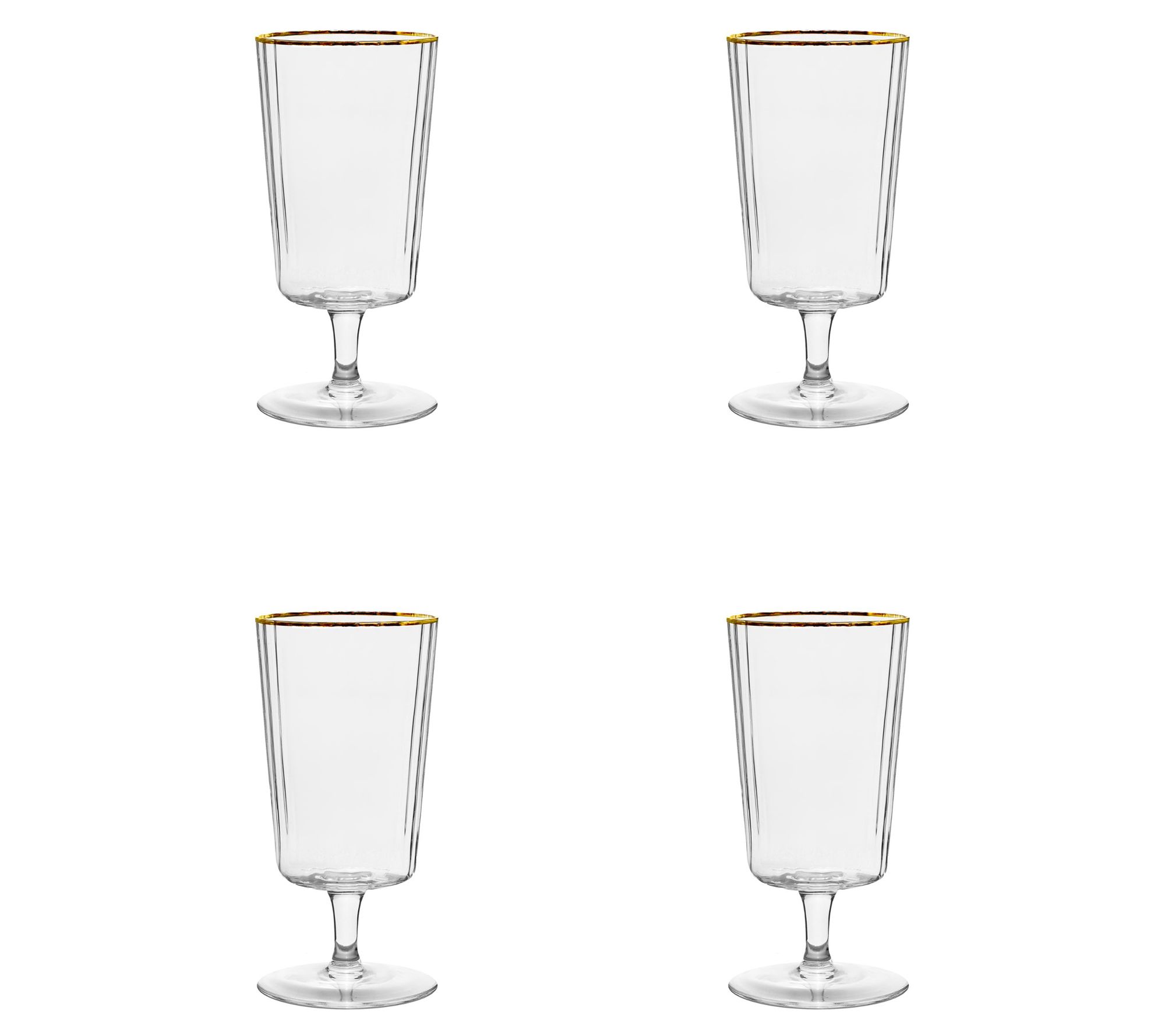 10 Strawberry Street Set of 4 Grace Gold Rim Water Goblet