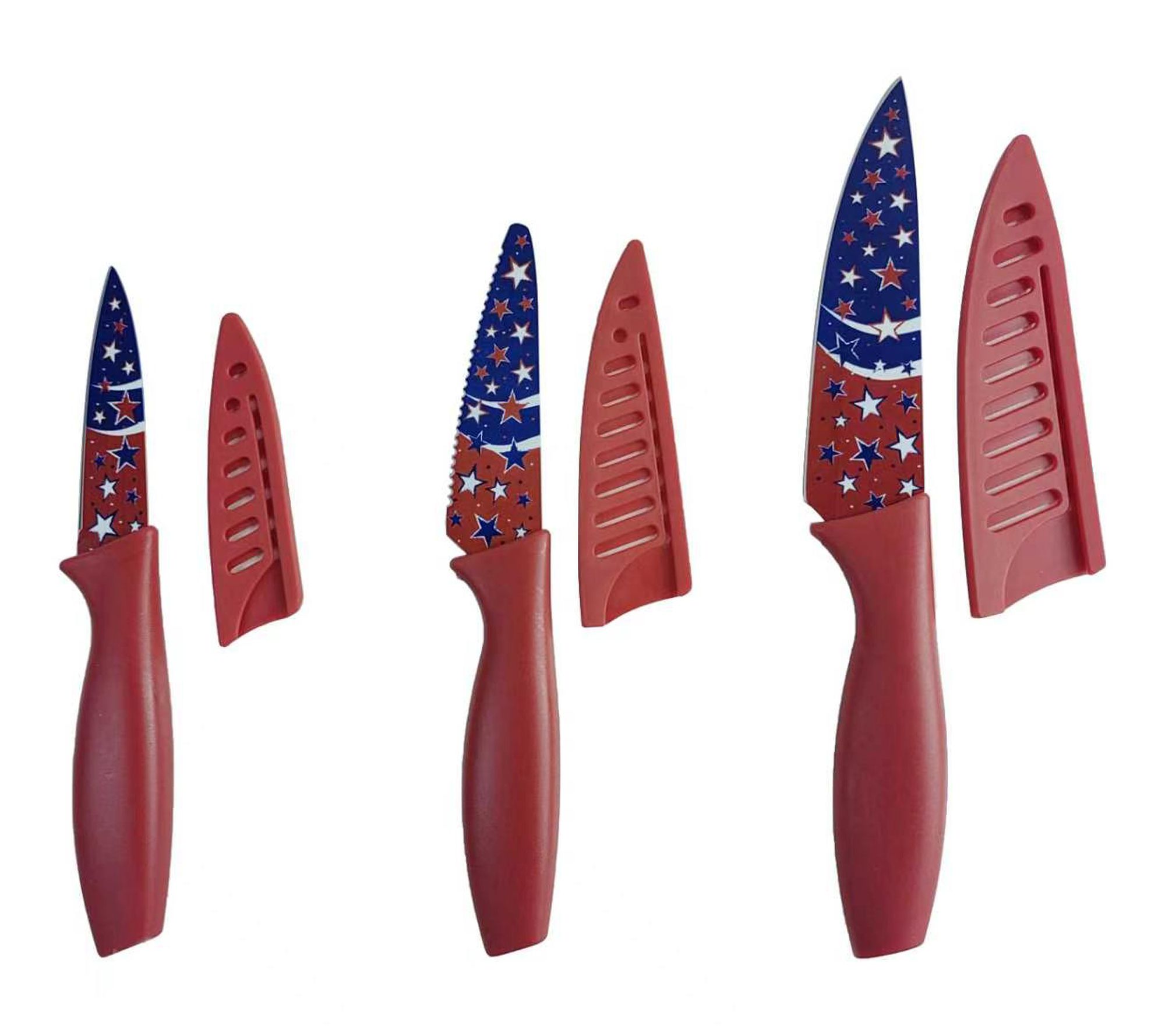 Temp-tations Set of (3) 6",4",3.5" Fruit Knives