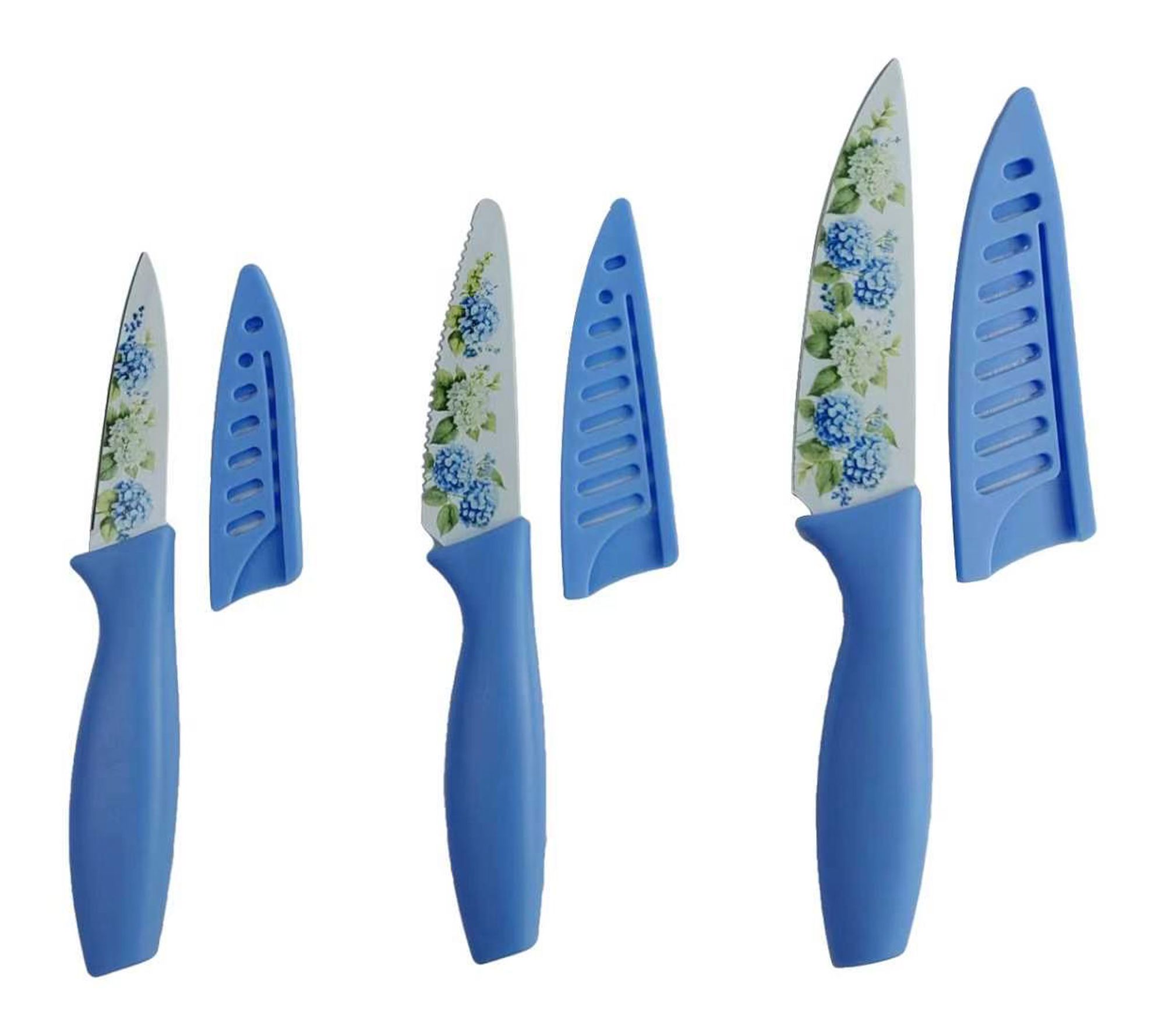 Temp-tations Set of (3) 6",4",3.5" Fruit Knives