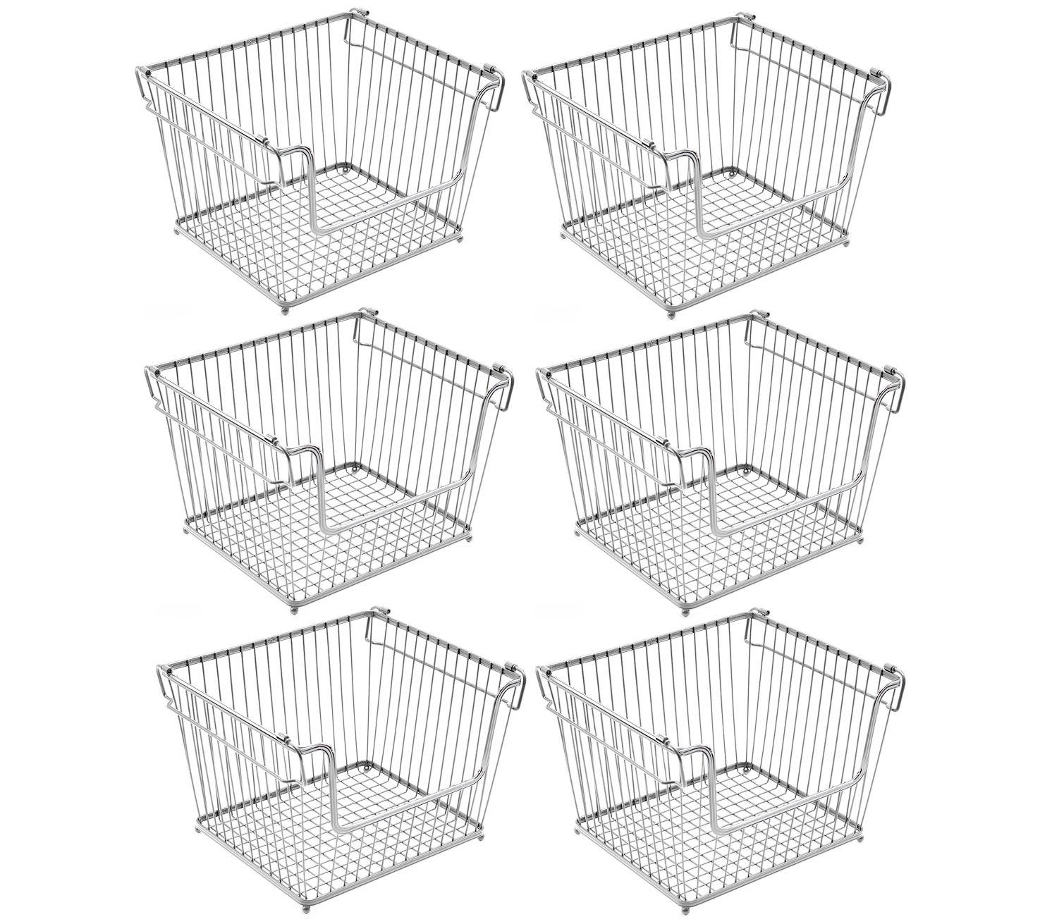 Stackable Metal Storage Bin Baskets - Large, 6ack