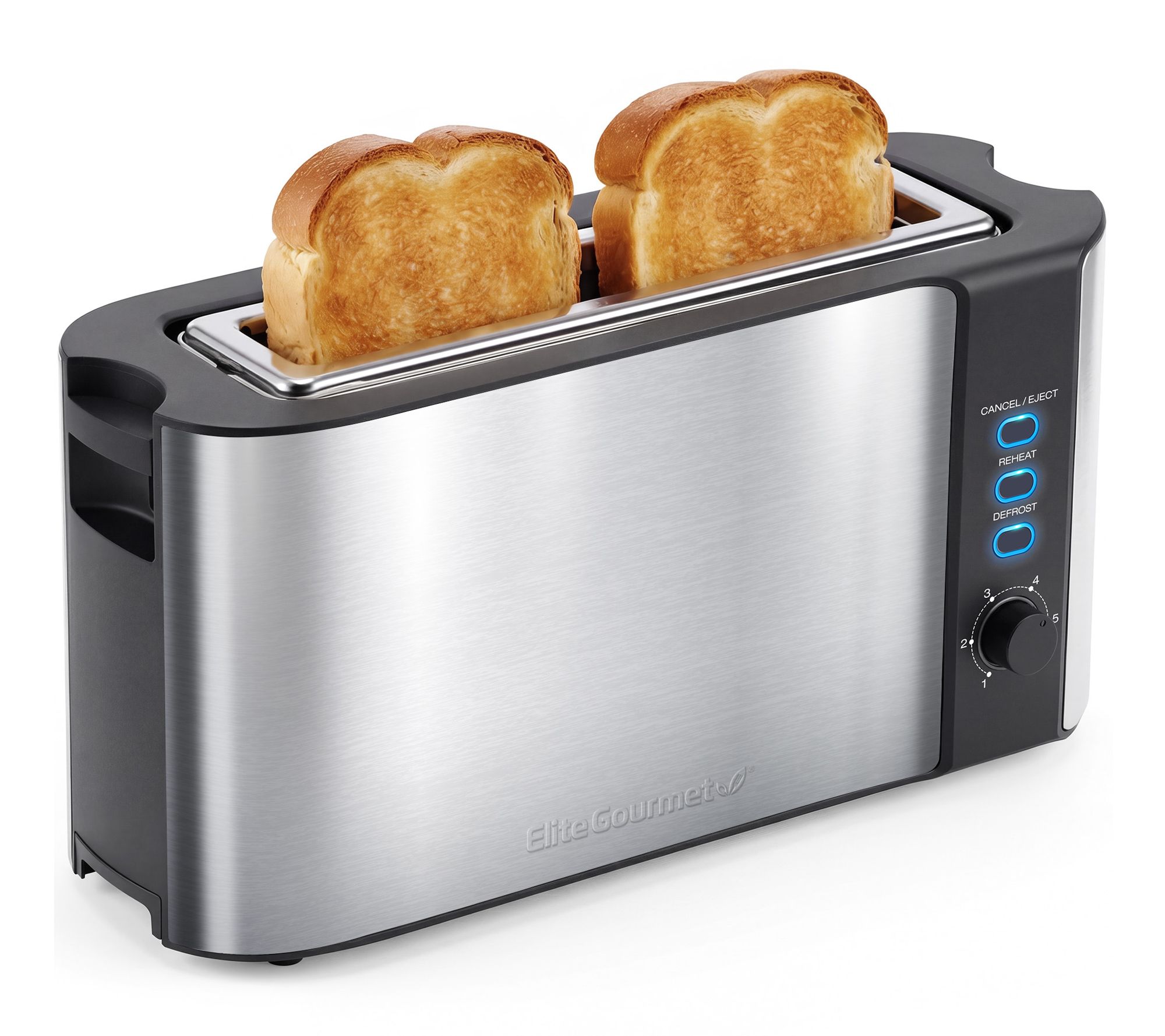Elite Gourmet Long-Slot Slim Toaster with Warming Rack