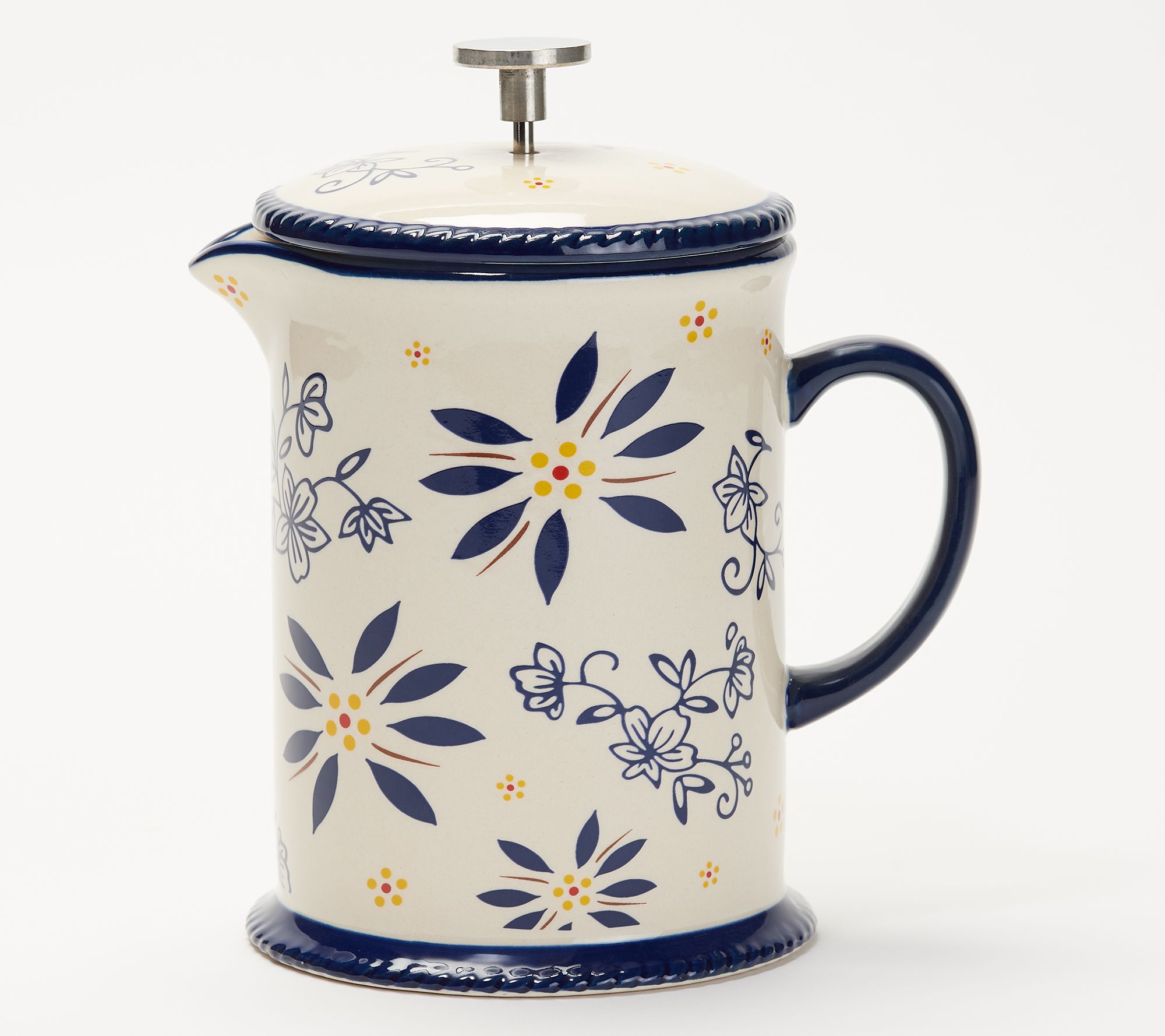Chantal Ceramic French Press (28oz) with Stainless Steel Plunger, Screen &  Lid - Blue - The Tree & Vine