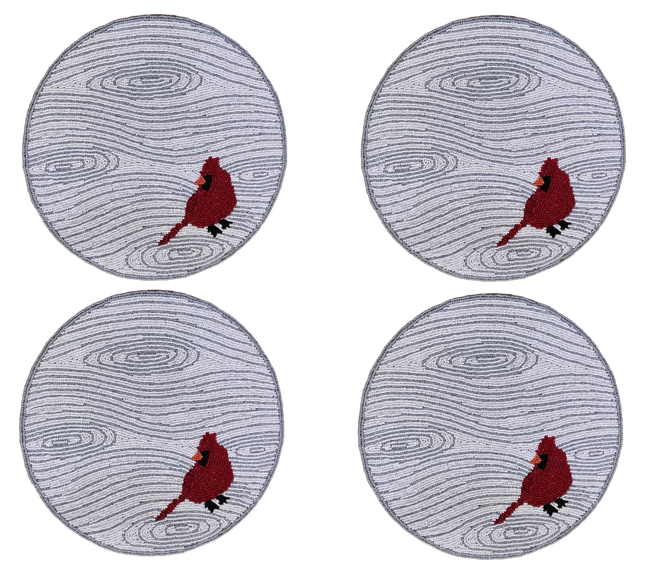 Temp-tations Seasonal Set of (4) 14" Round Beaded Placemats