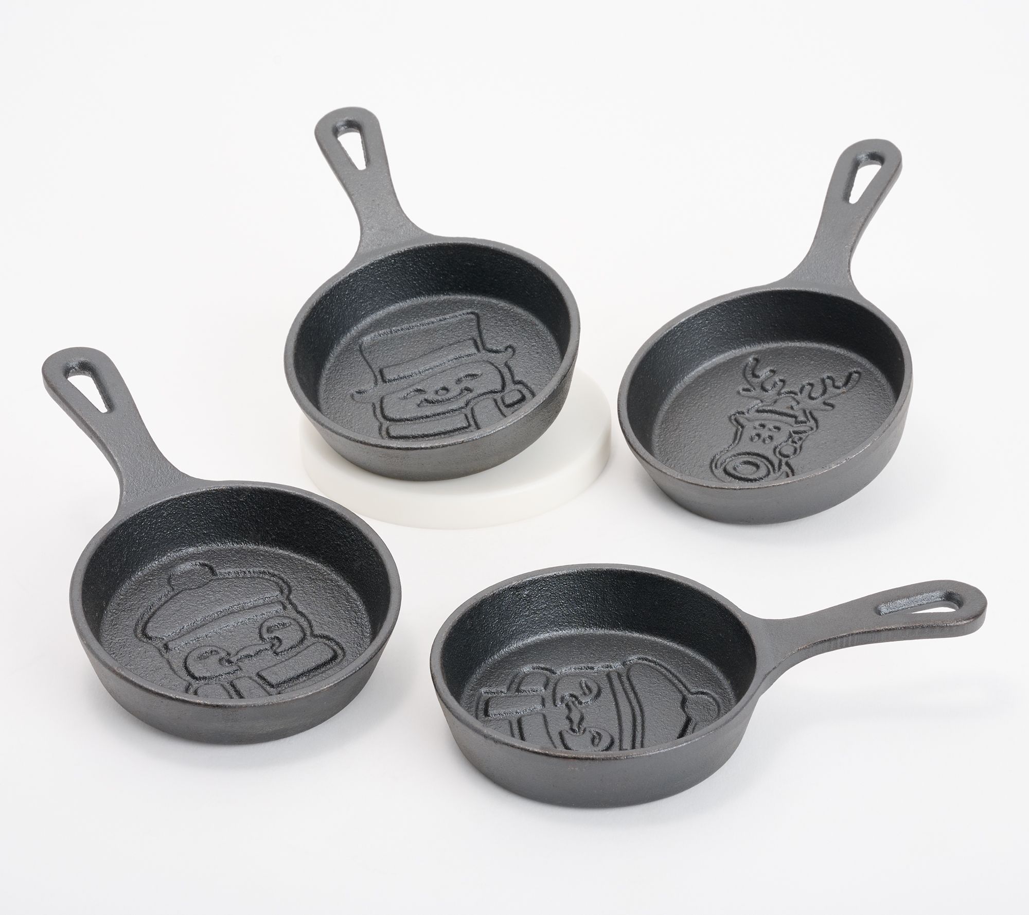"As Is" Temp-tations S/4 Winter Whimsy Cast Iron Skillets