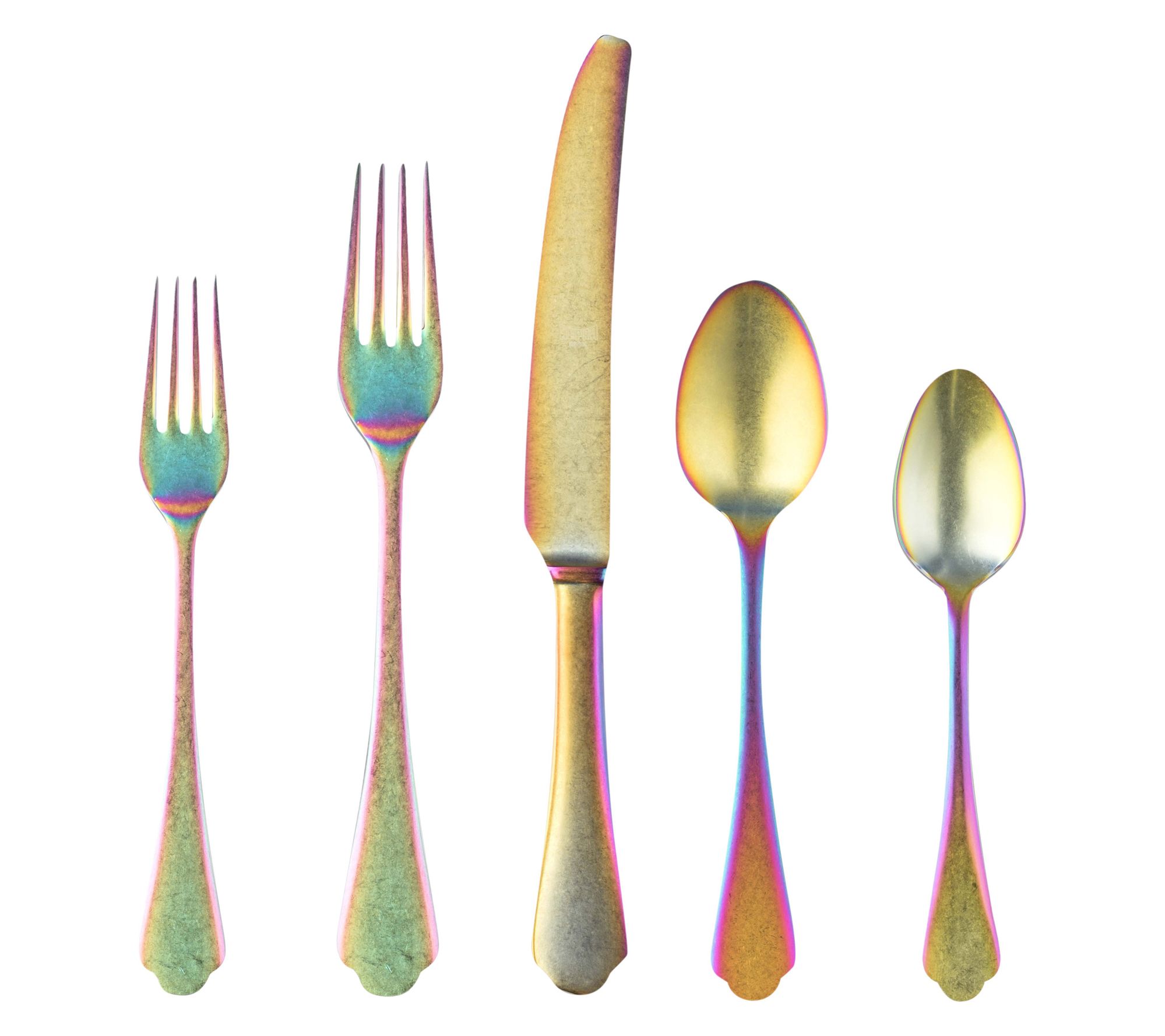 Mepra 5pc Dolce Vita Pewter Rainbow Flatware Set