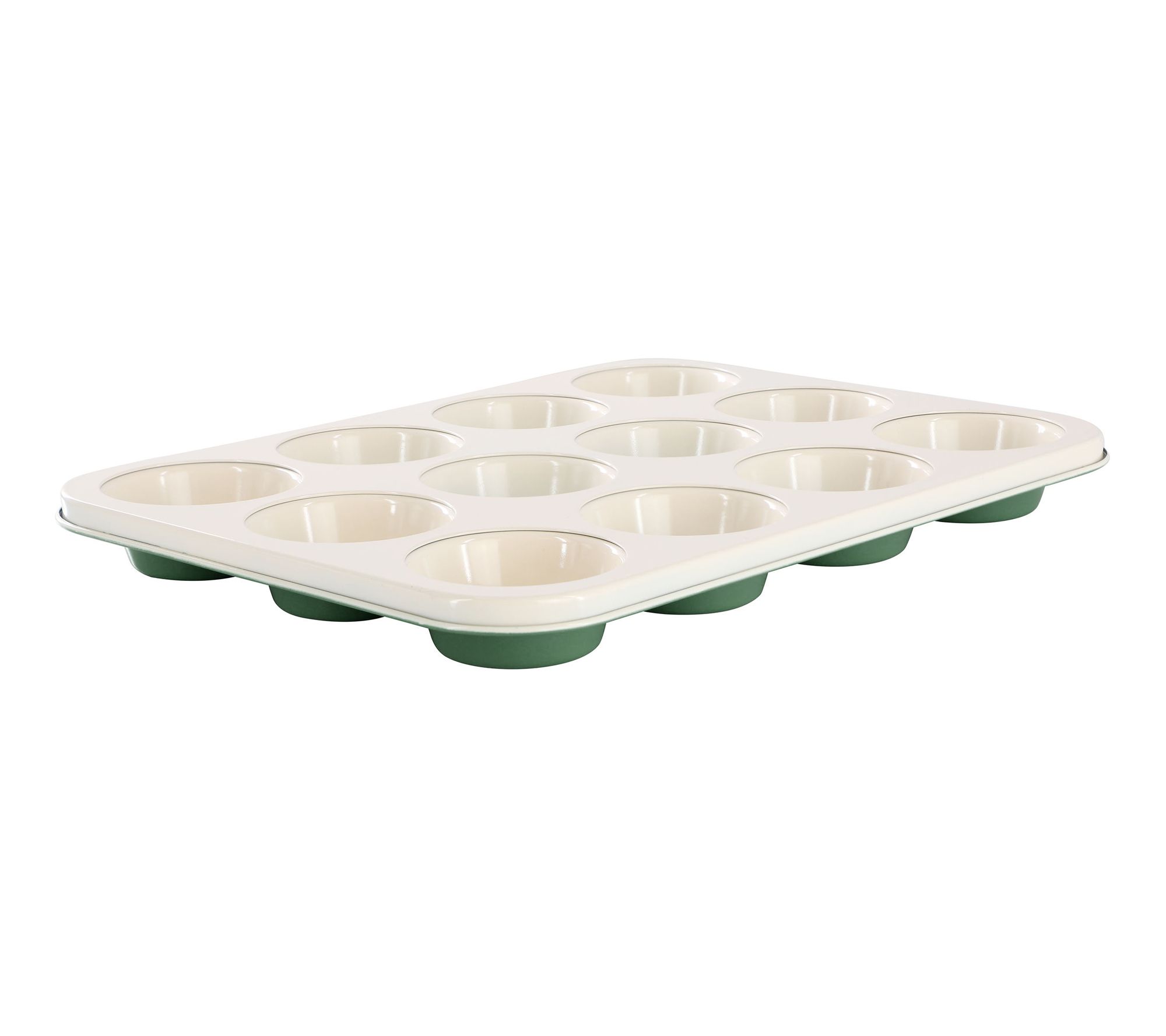 Martha Stewart Gallen 12Cup Carbon Steel MuffinPan Dark Green