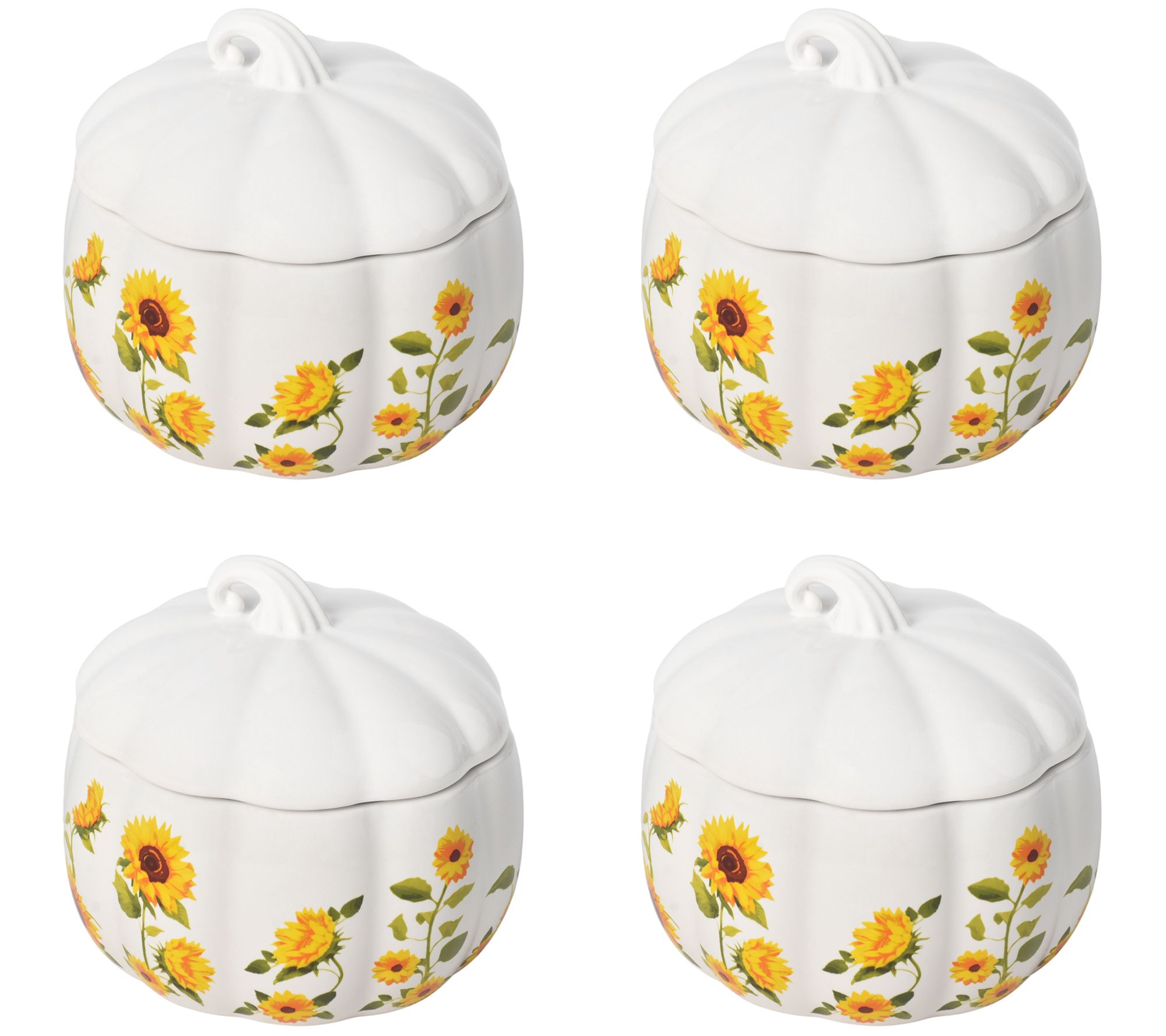 "As Is" Temp-tations Set/4 16-oz Lidded Pumpkin Bowls