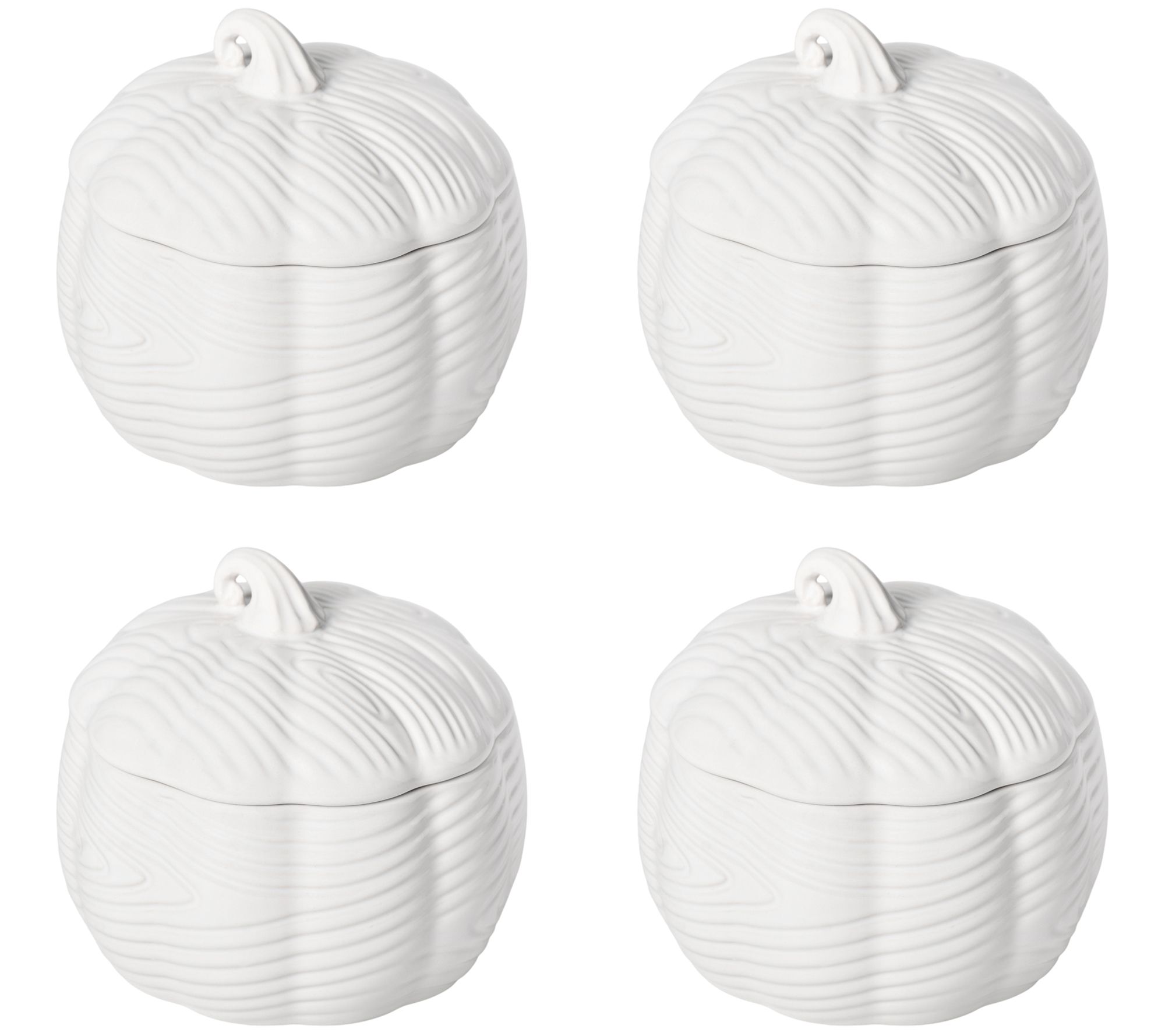 "As Is" Temp-tations Set/4 16-oz Lidded Pumpkin Bowls