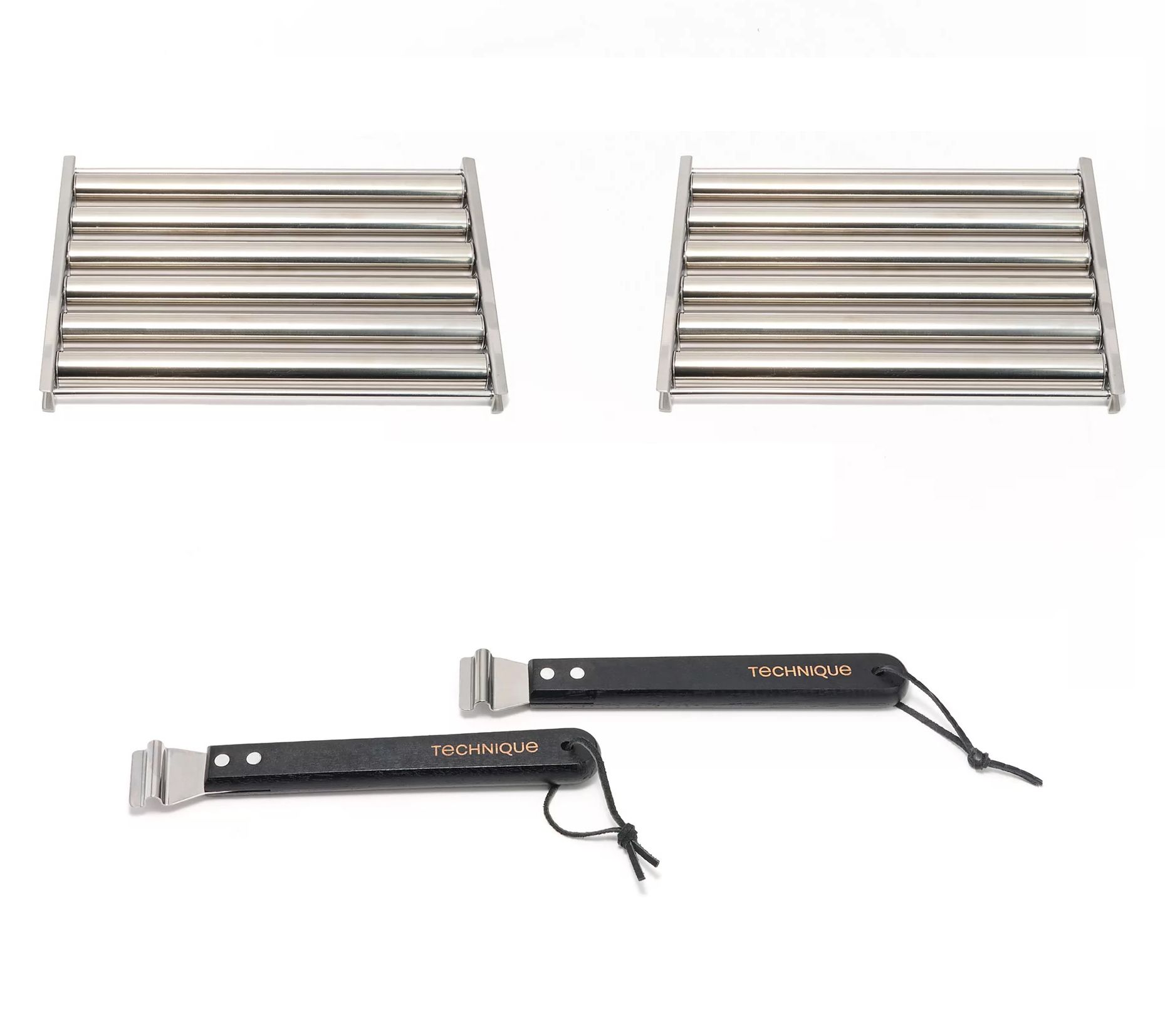 "As Is" Technique S/2 Stainless Steel Hot Dog Grill Rollers w/Handl