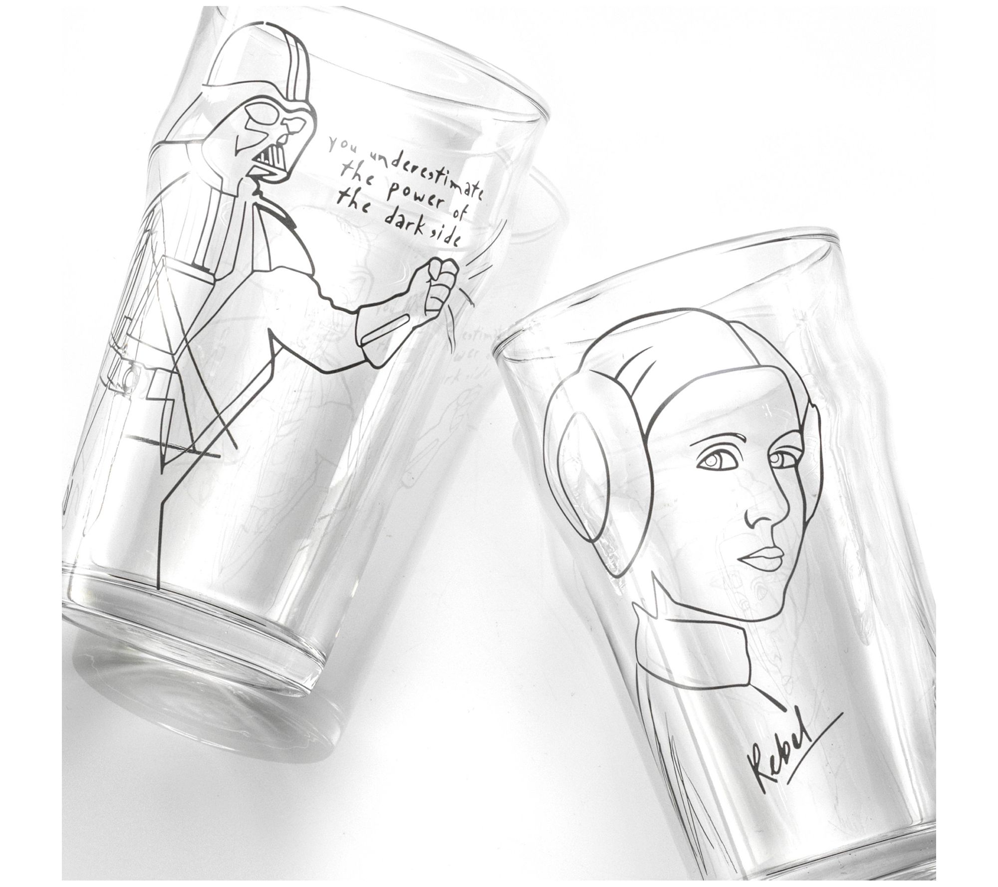 JoyJolt Star Wars Obi-Wan Kenobi Lightsaber Short Drinking Glass - 10 oz - Set of 2