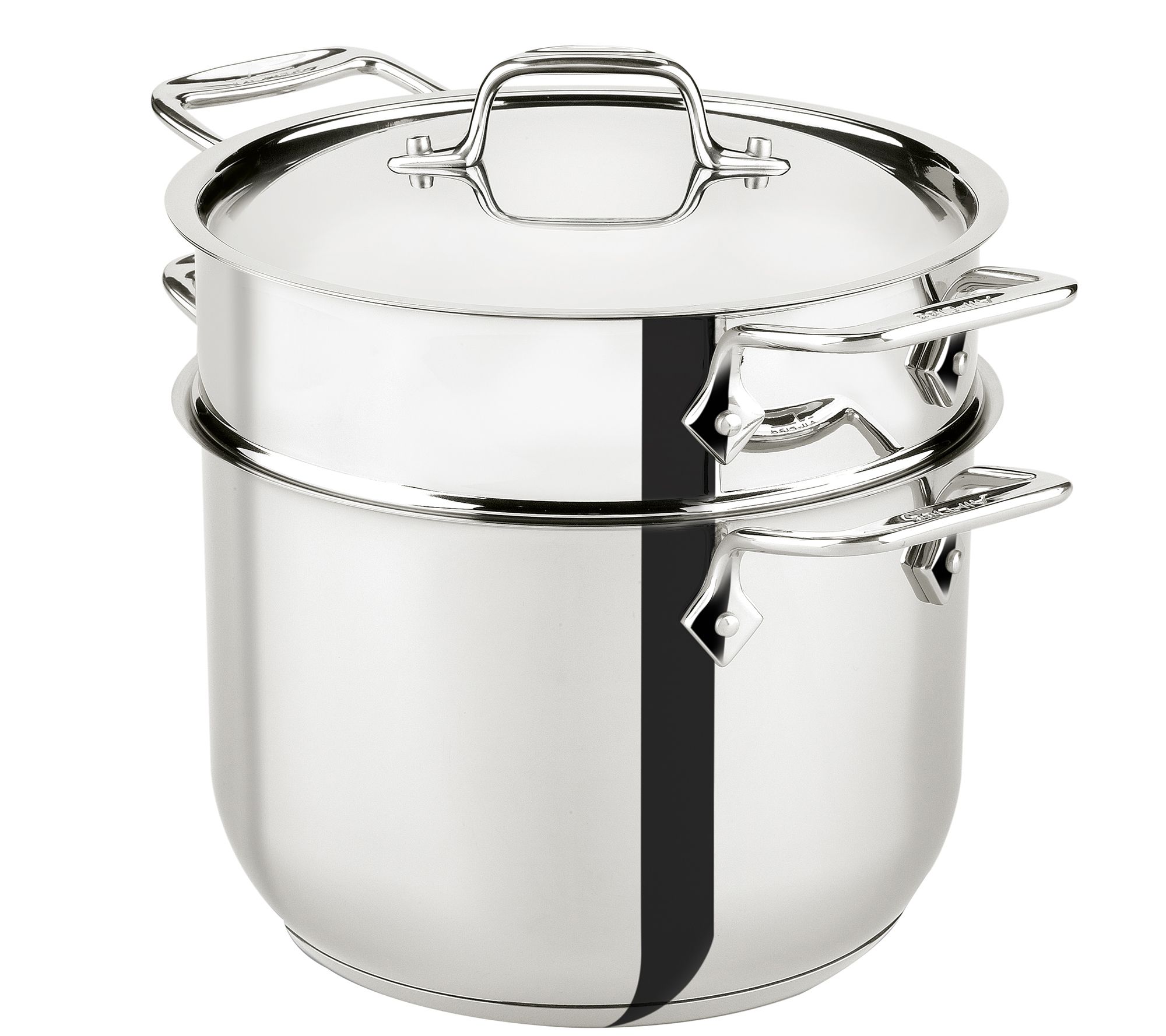All-Clad Stainless Steel Stockpot with Pasta & Steamer Inserts, 8 qt.