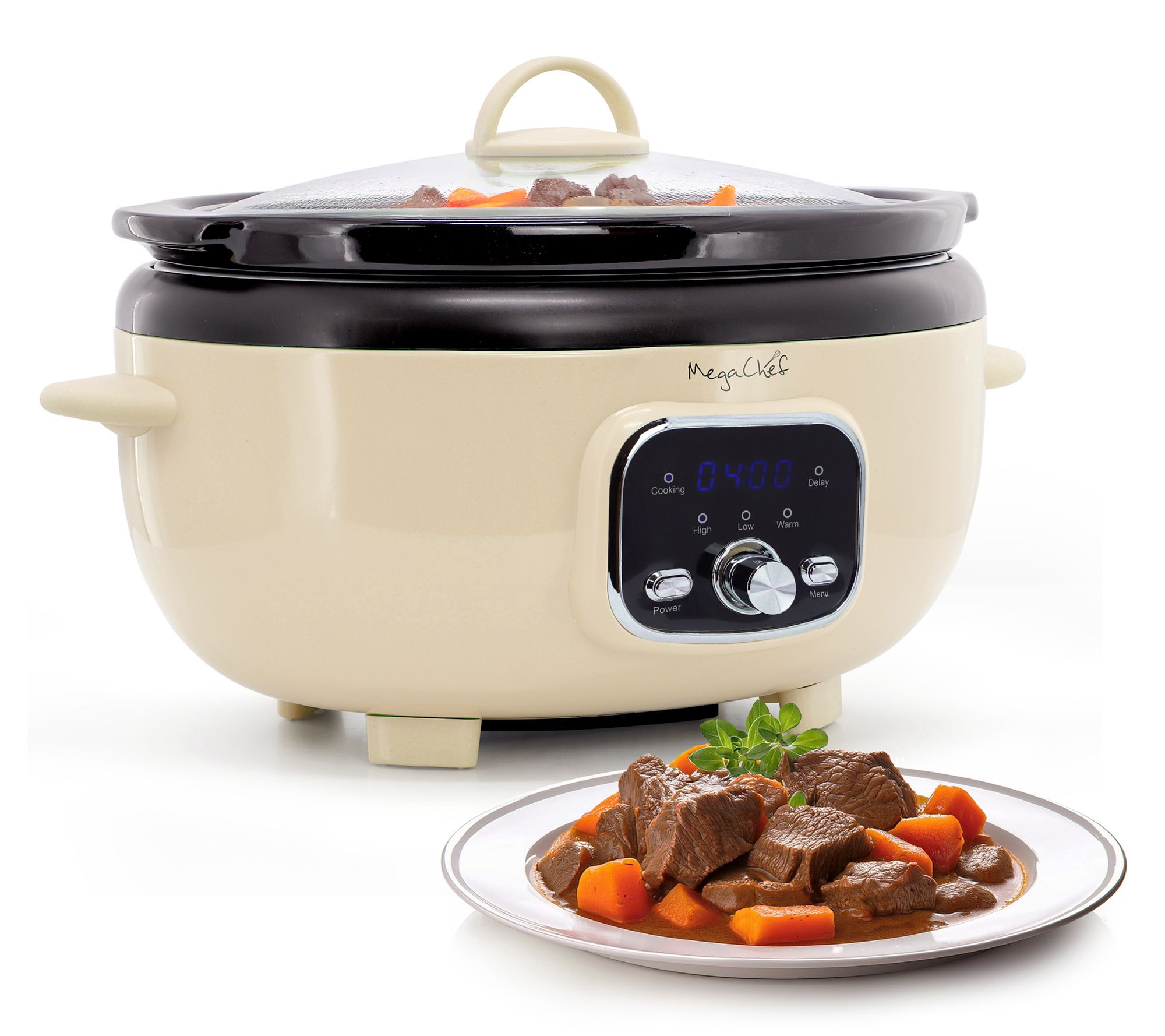 MegaChef 3.7 Quart Oval Electric Digital Slow Cooker