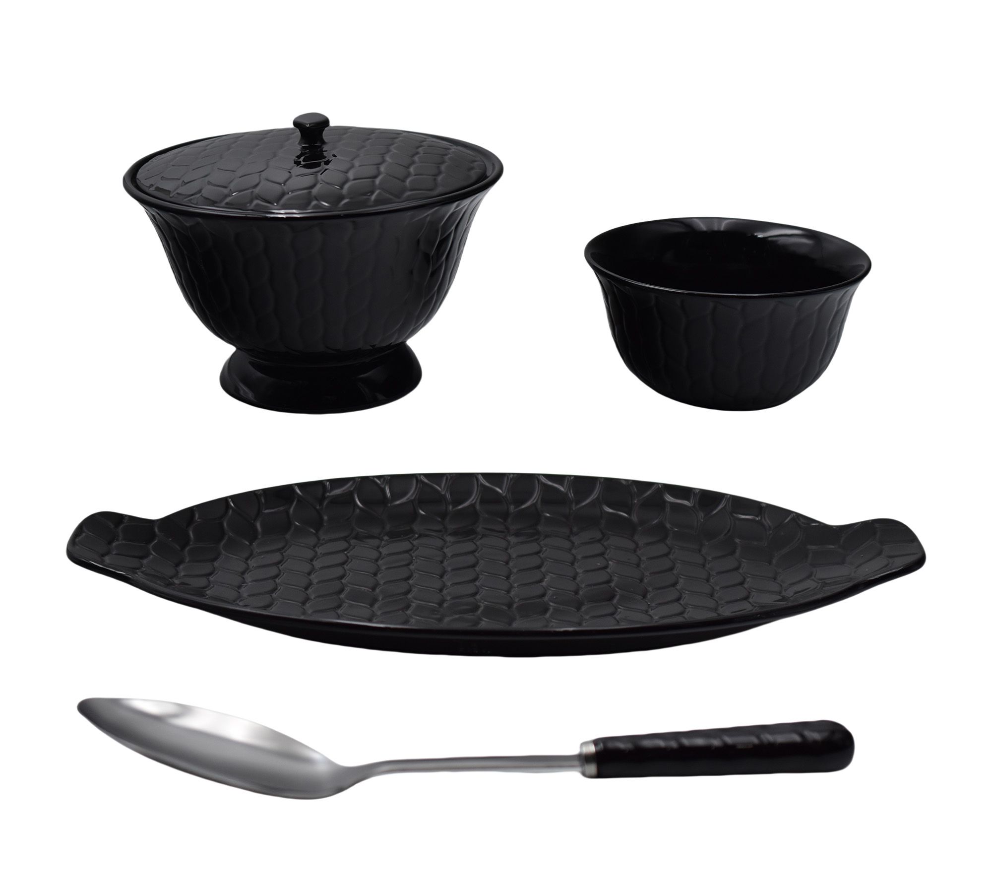 "As Is" Temp-tations Carved Willow 5-pc Platter And Bowl Set