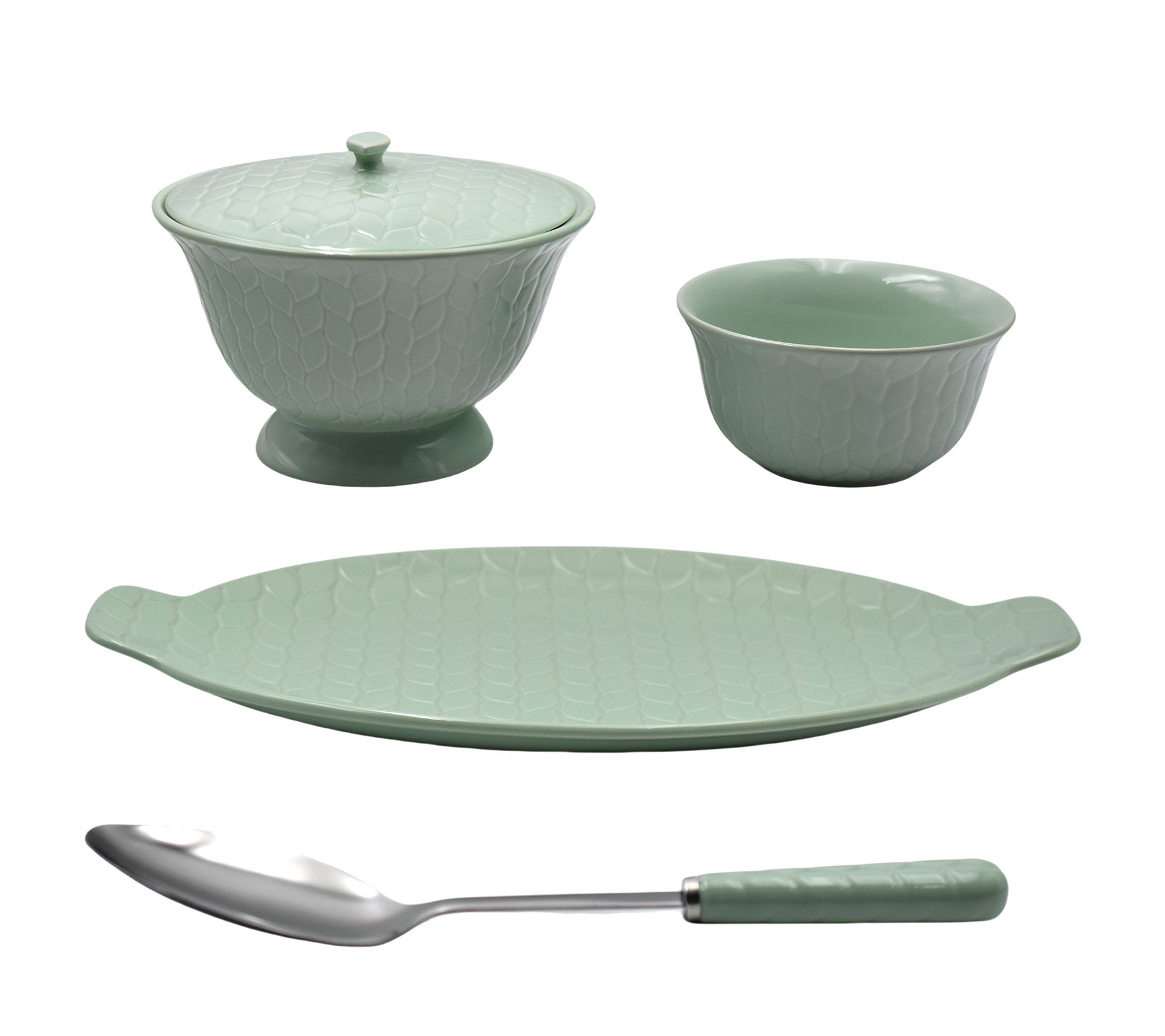 "As Is" Temp-tations Carved Willow 5-pc Platter And Bowl Set