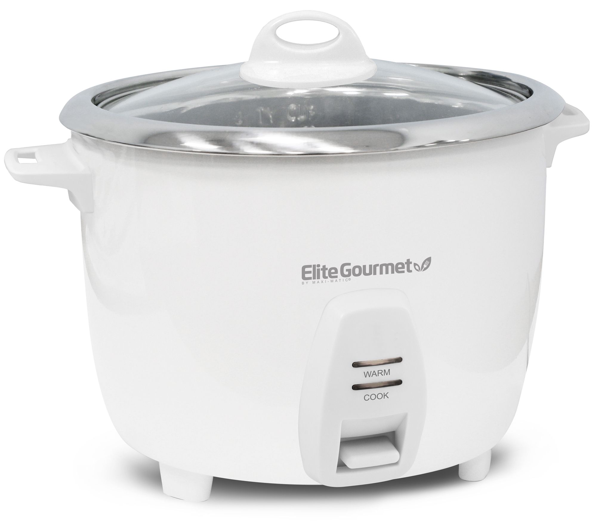 Maxi-Matic Elite Gourmet Rice Cooker With Steam Tray, White, 16