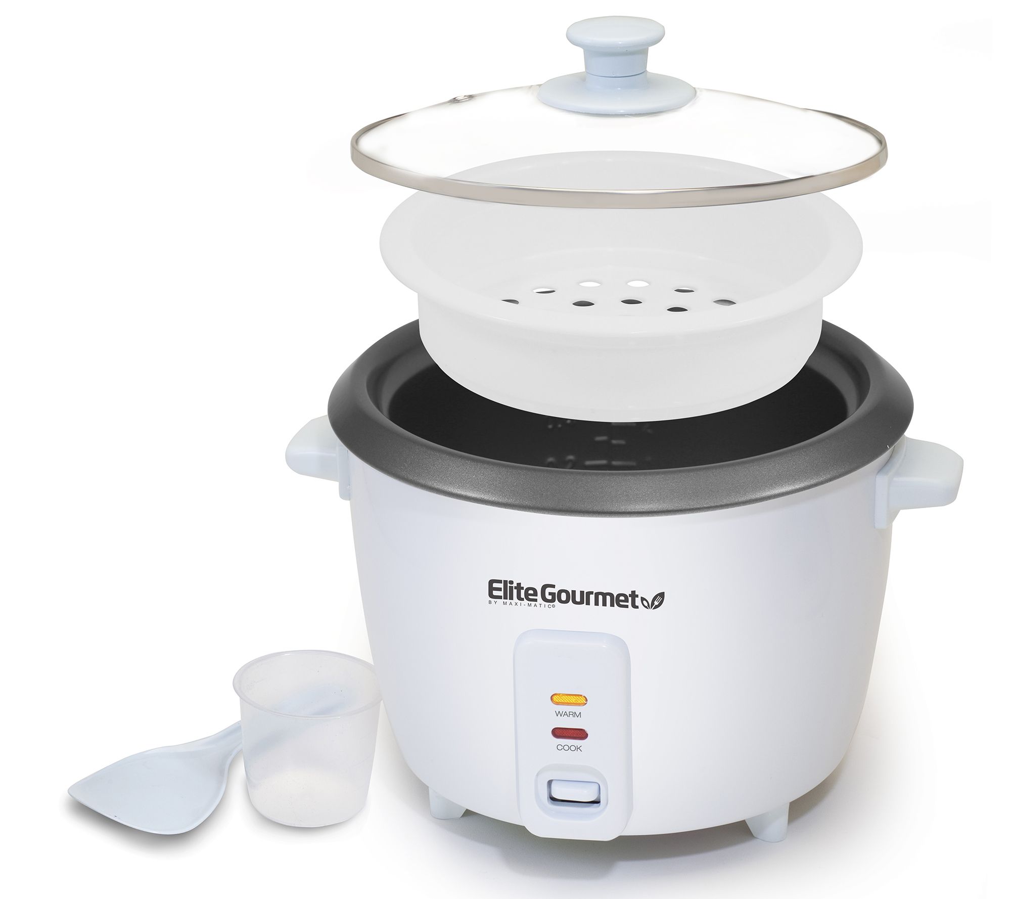 Elite Gourmet 6-Cup Nonstick Rice Cooker with Steam Tray 