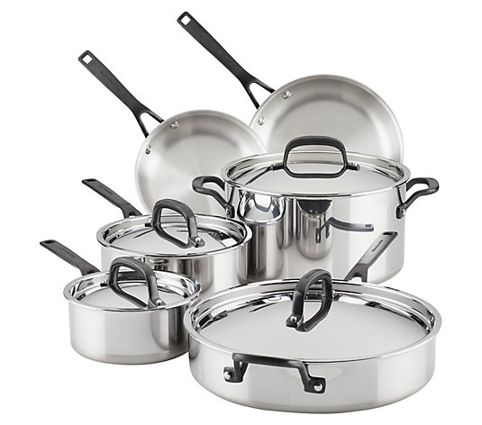 KitchenAid 5-Ply Clad Stainless Steel 10-PieceCookware Set