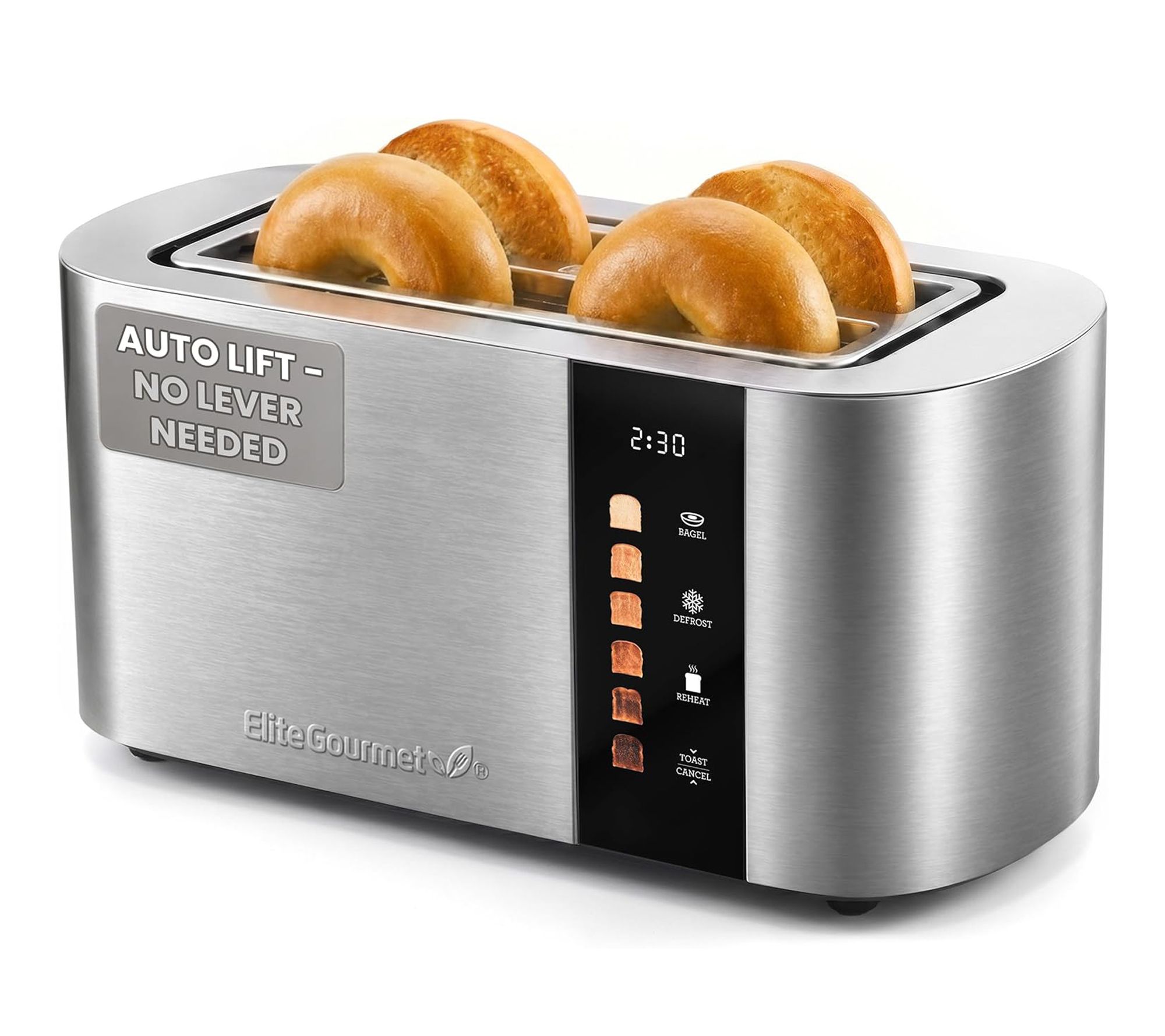 Elite Gourmet 4 Slice Motorized Long Slot Touchscreen Toaster