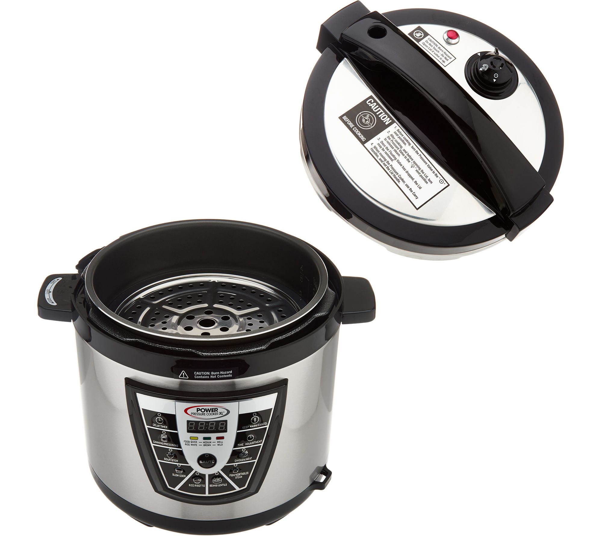 Power Pressure Cooker XL 8-qt Pressure Cooker with Recipes & Accessories
