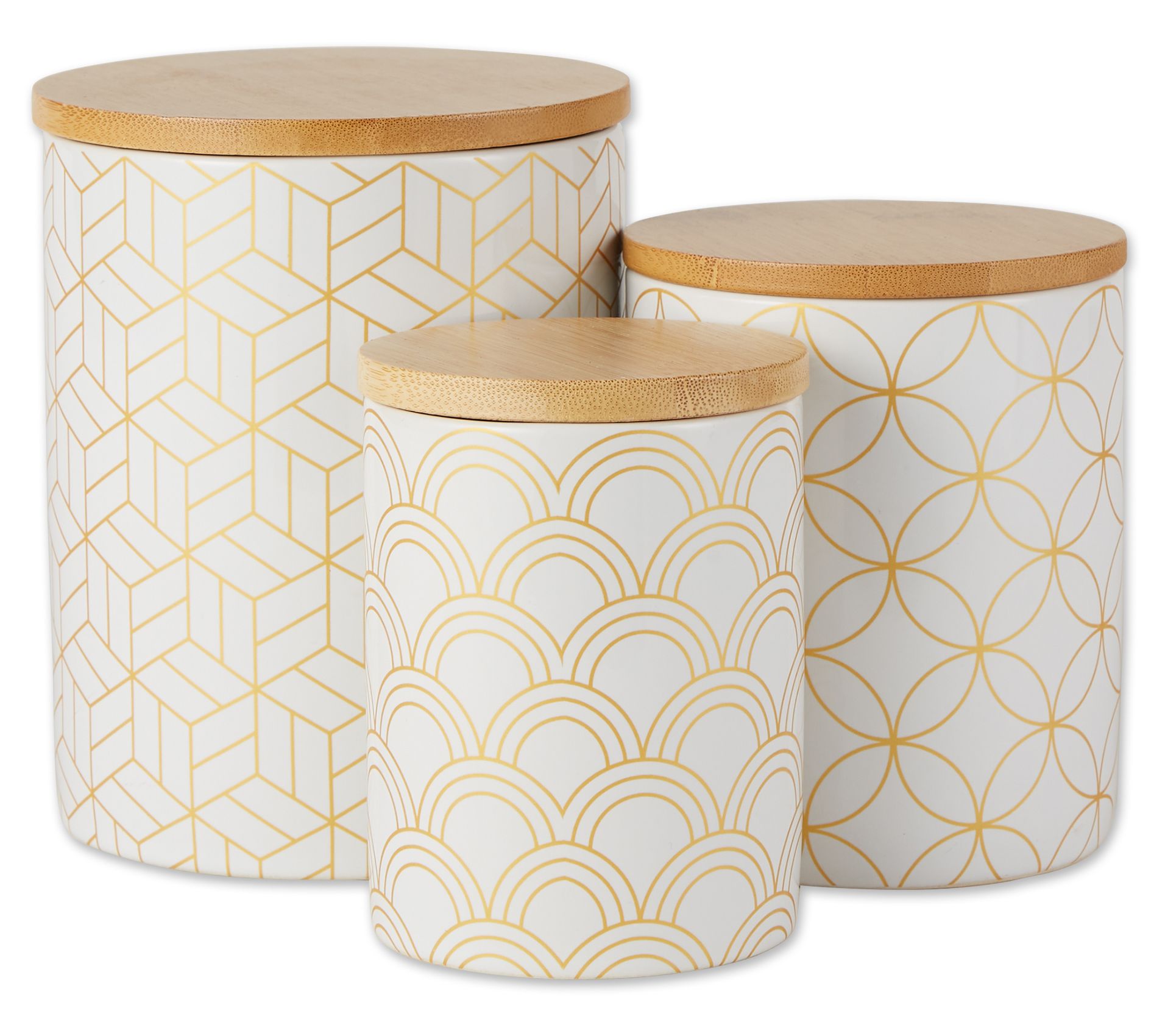 Design Imports Set of 3 Mixed Print Ceramic Canisters