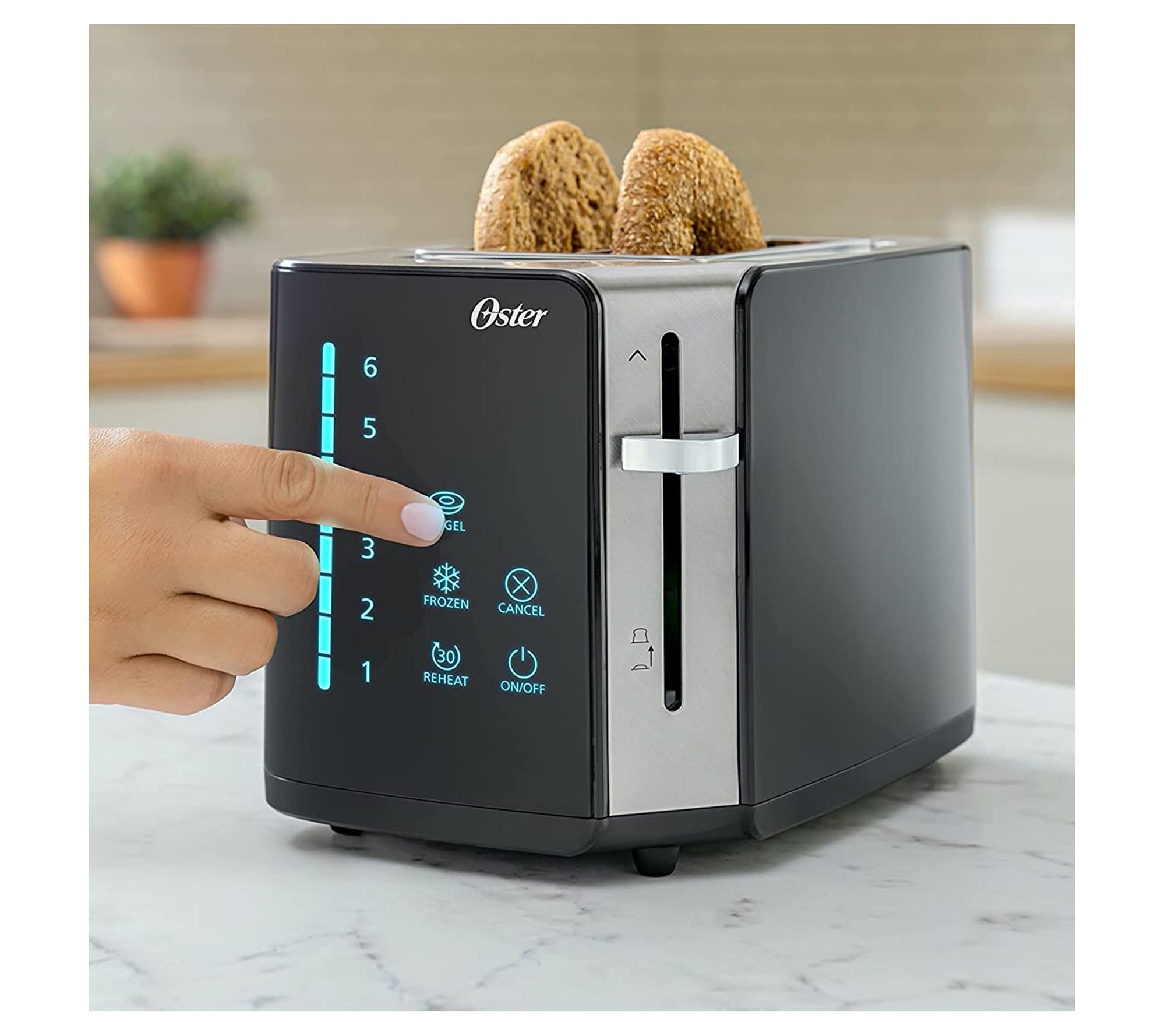 Oster 4-Slice Extra Wide Slot Pop Up Toaster with 9 Shade Settings, Teal