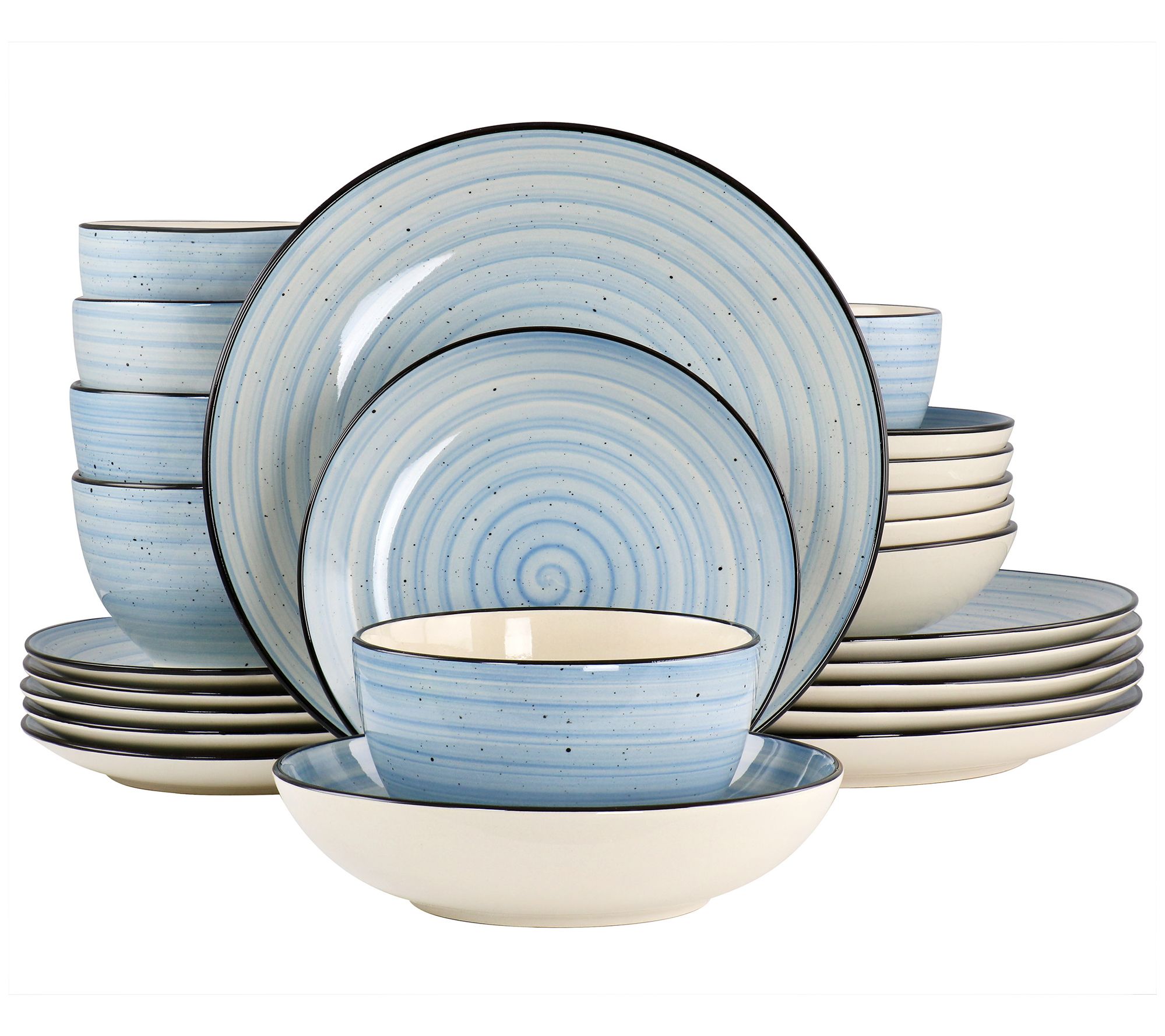 Elama Gia 24-Piece Round Stoneware Dinnerware Set