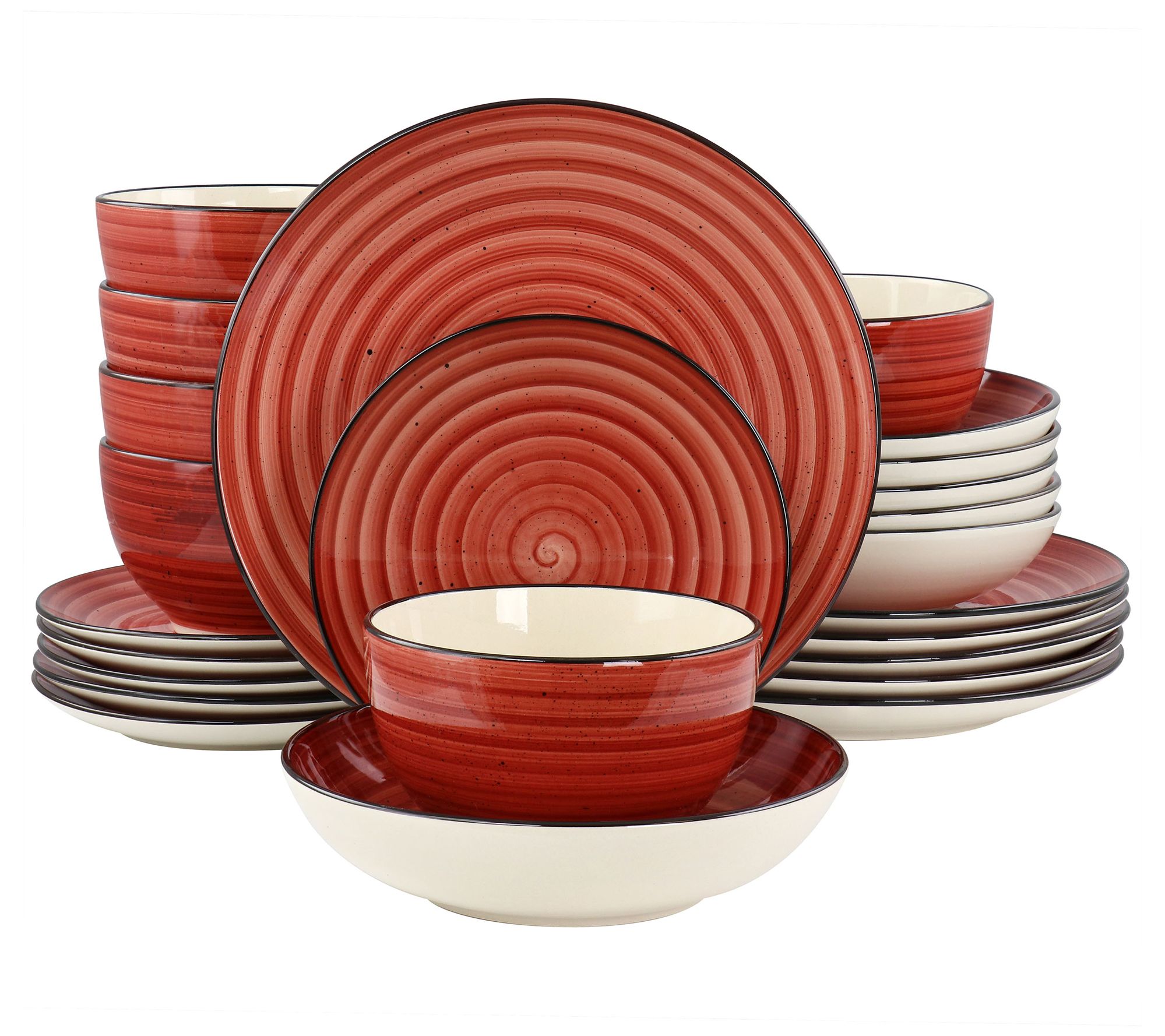 Elama Gia 24-Piece Round Stoneware Dinnerware Set