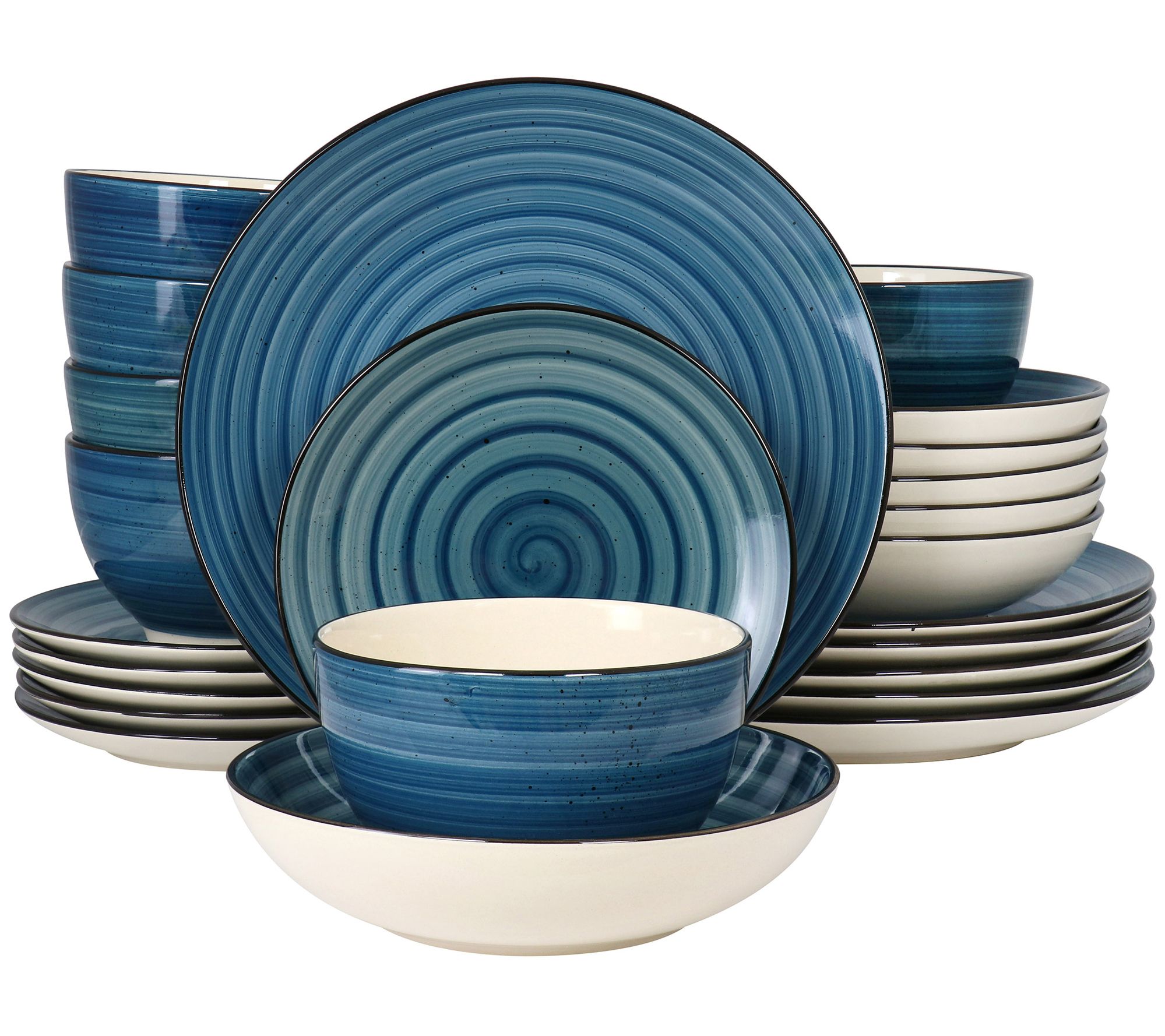 Elama Gia 24-Piece Round Stoneware Dinnerware Set