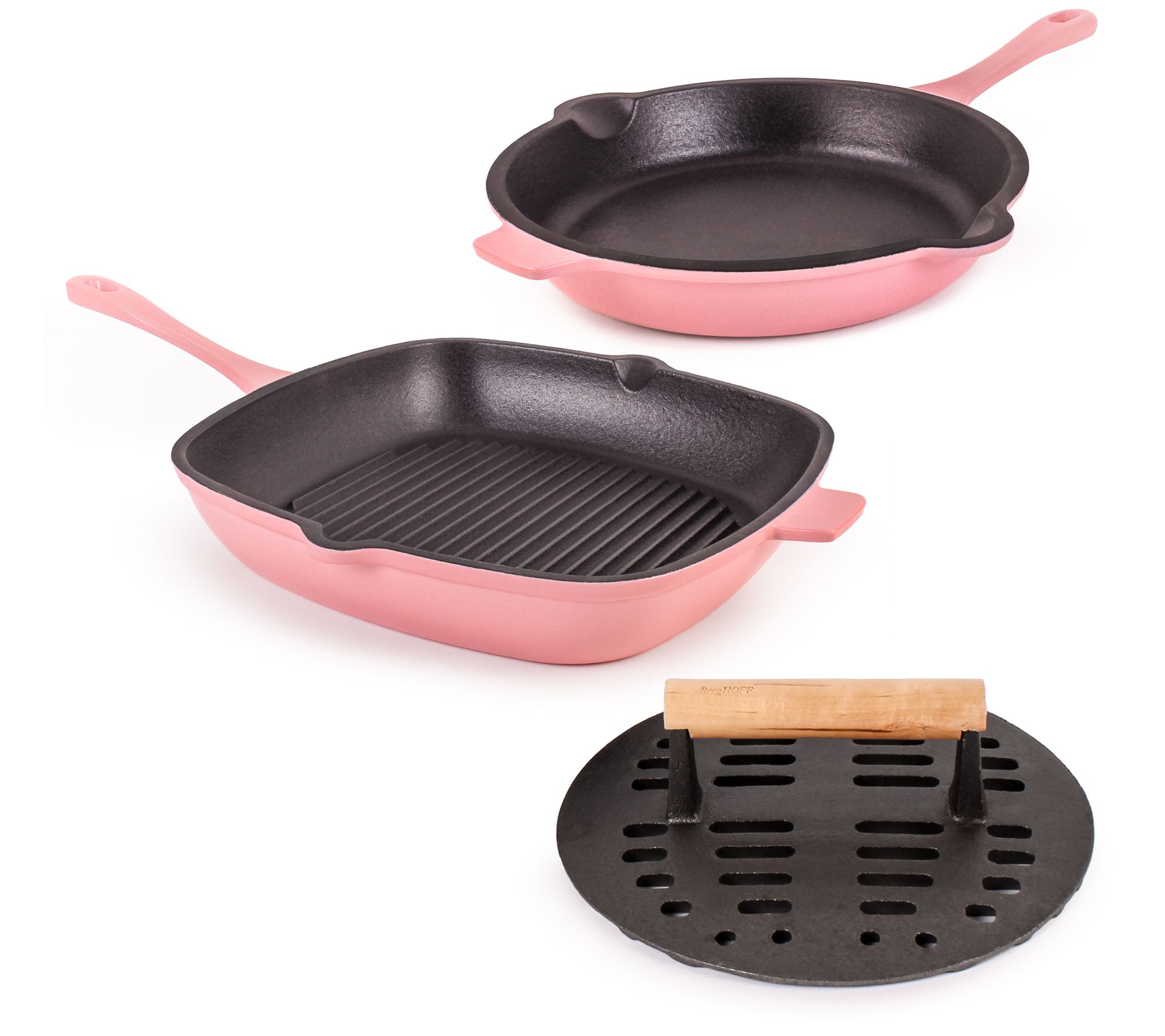 BergHOFF Neo 3-Piece Cast Iron Set with SlottedSteak Press