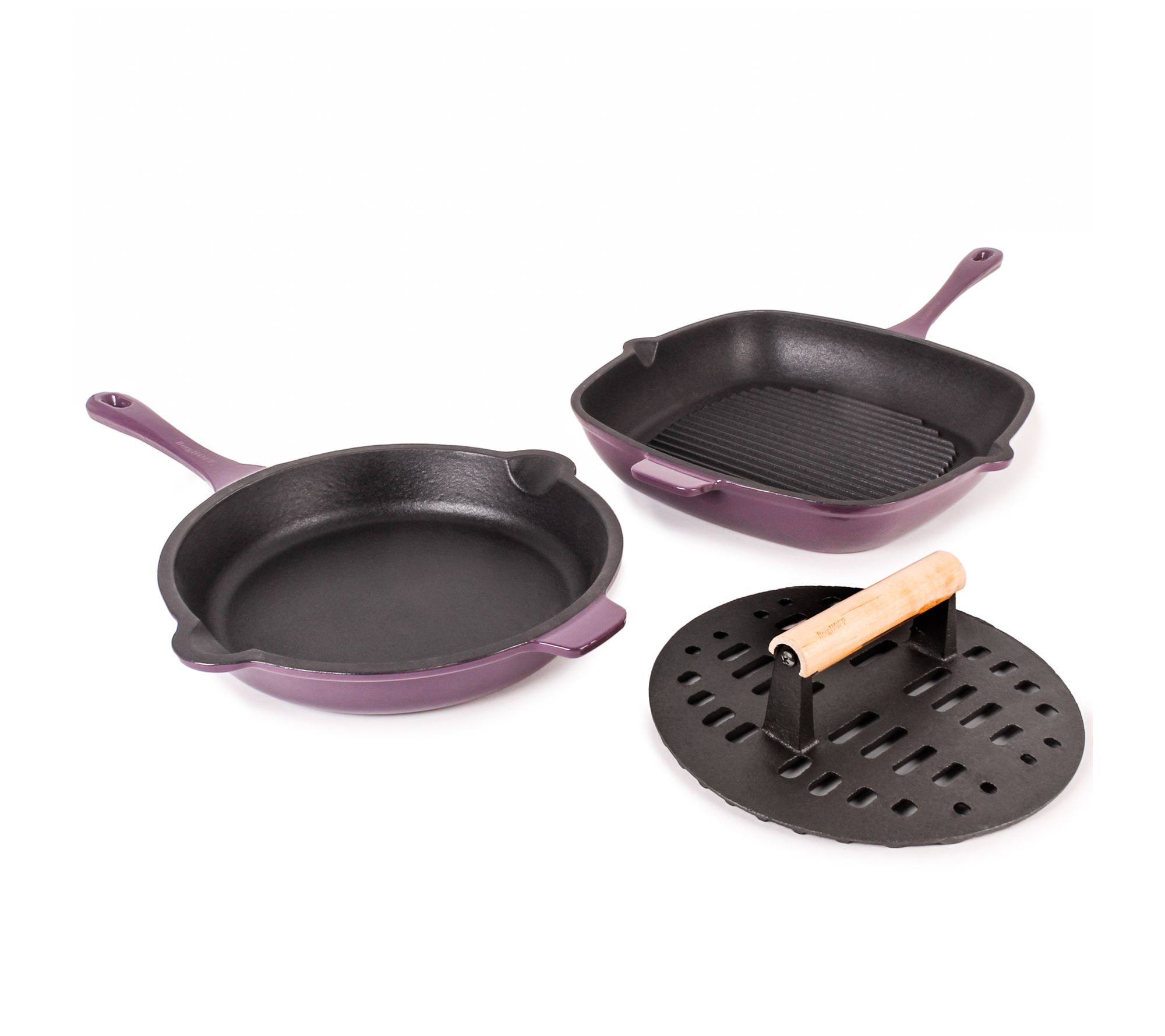 BergHOFF Neo 3-Piece Cast Iron Set with SlottedSteak Press