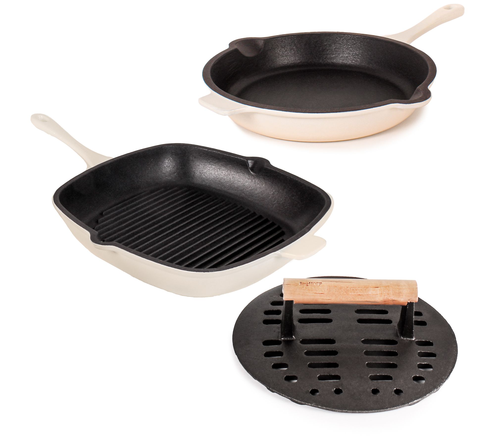BergHOFF Neo 3-Piece Cast Iron Set with SlottedSteak Press
