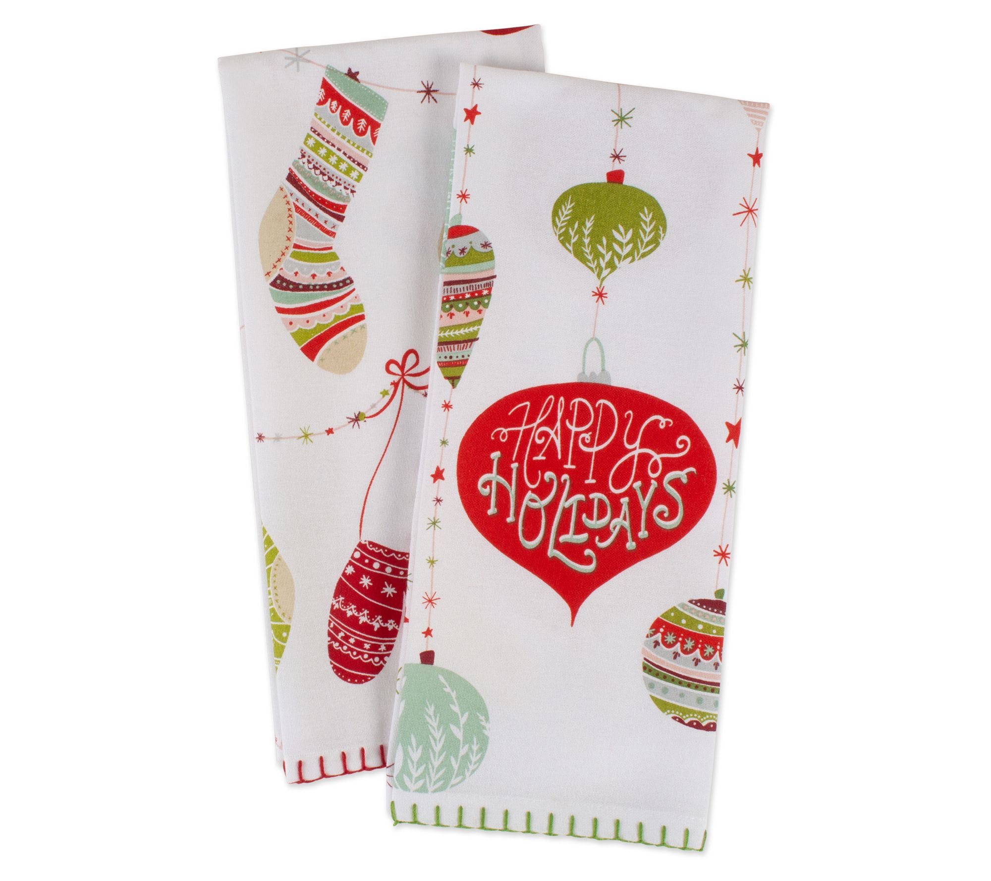 Design Imports Asst Xmas Trimmings Printed Kitchen Towel Set/2