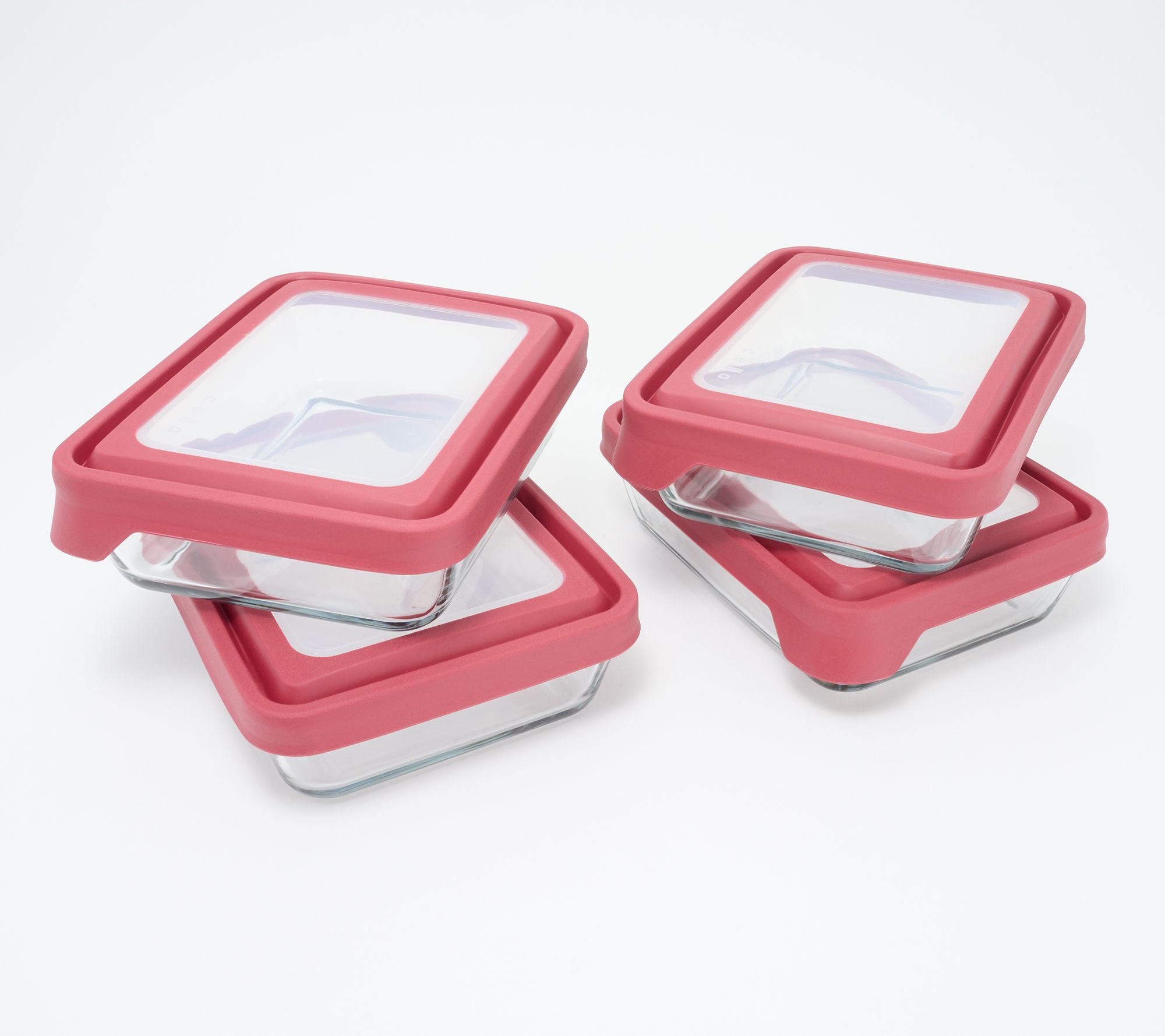 As Is c e ll a TruSeal 4-Pc Glass Rectangle Food Storage Set w