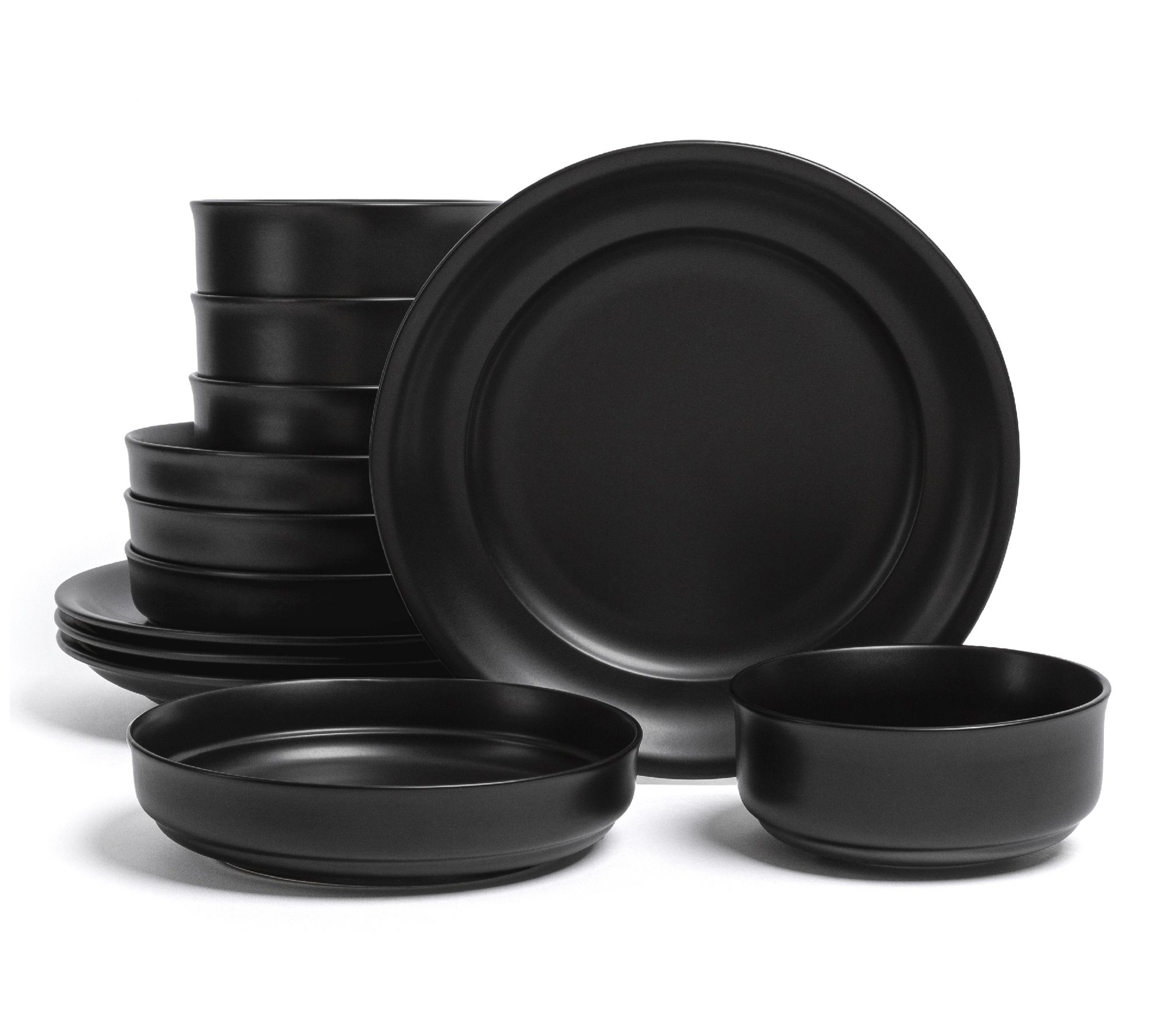 over&back Rimmed 12-Piece Semi-Matte StonewareDinnerware Set